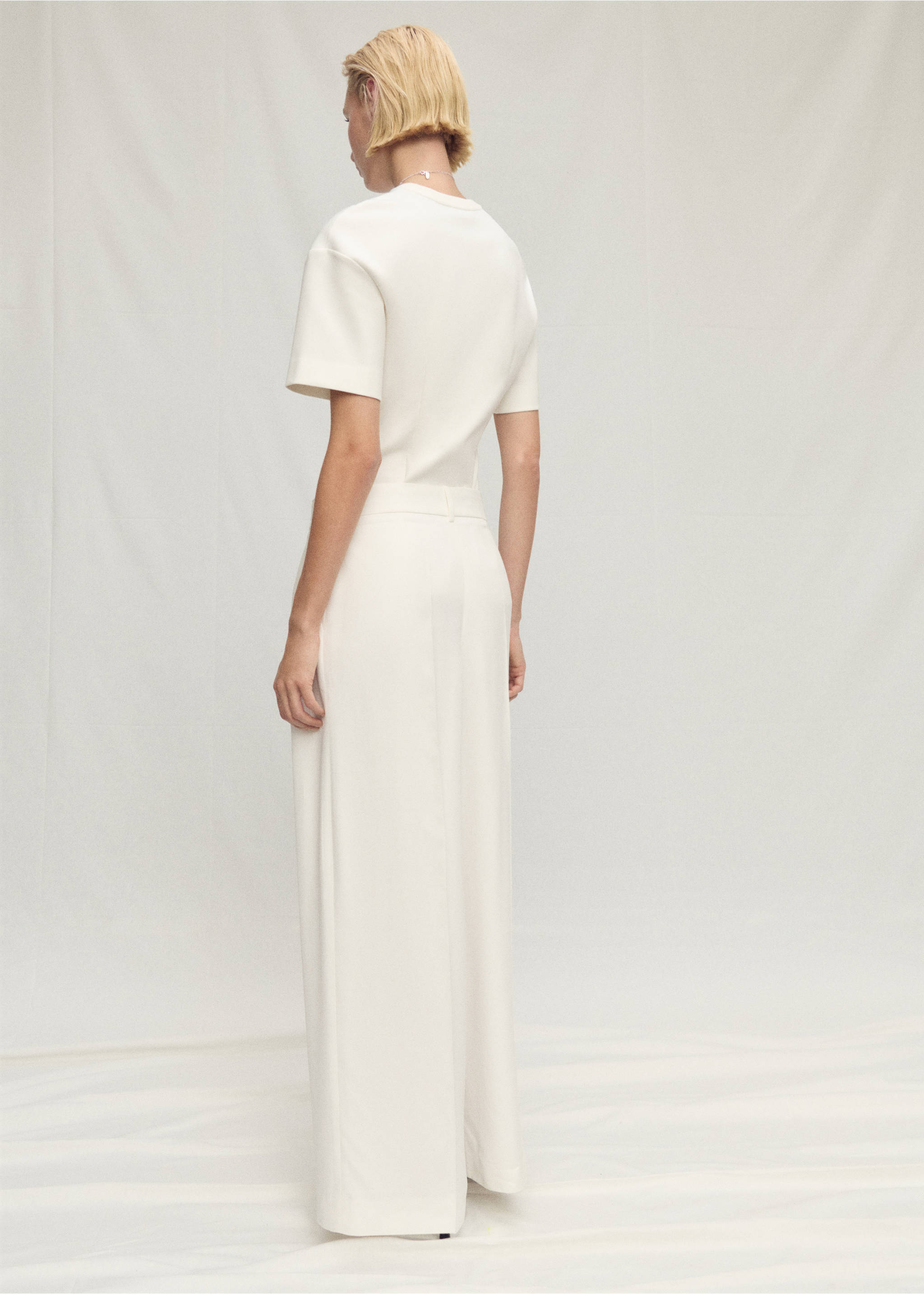 Pantalon costume lyocell à pinces - Verso de l’article, Blanc cassé. Ref: 87007720-00.