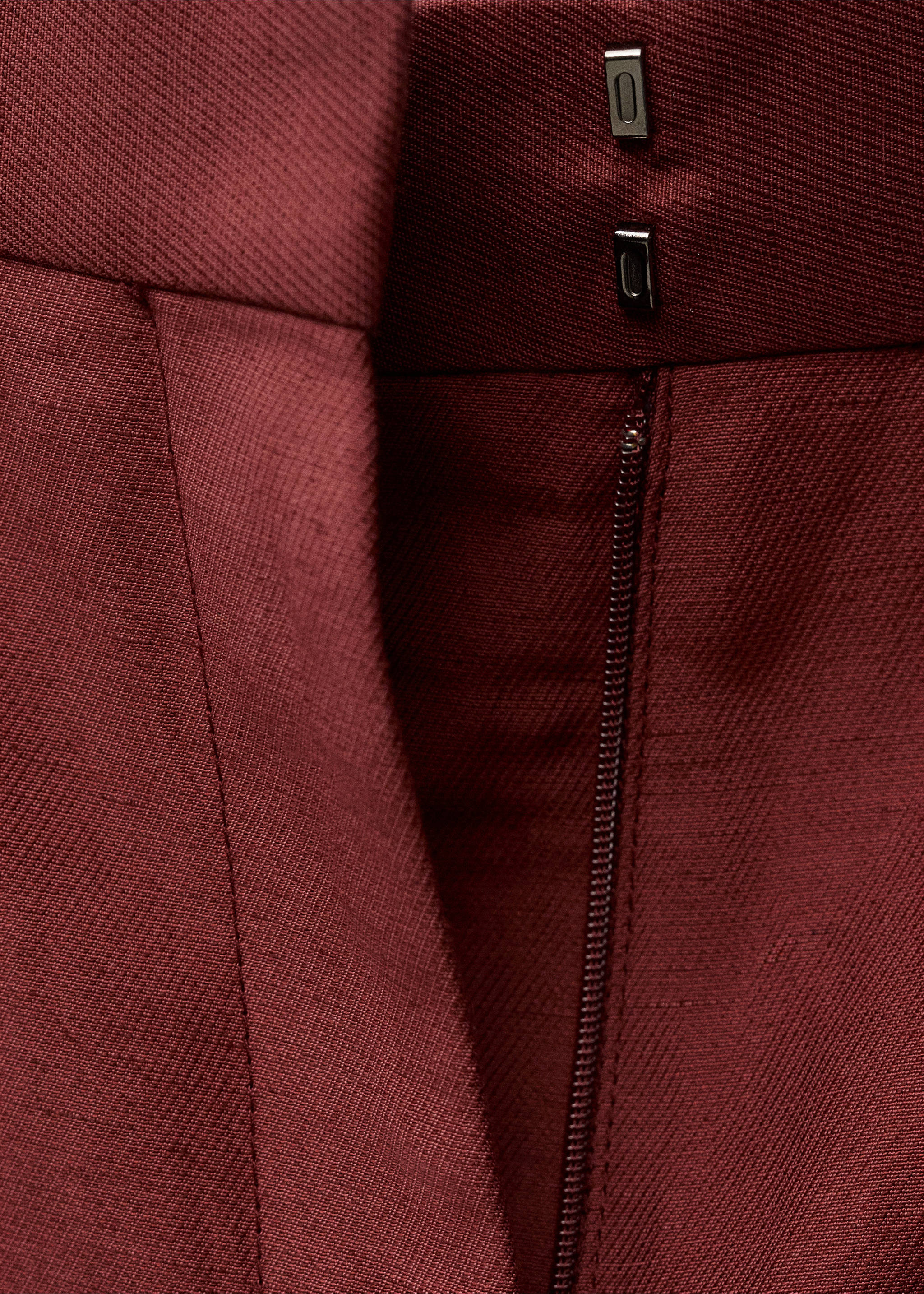 Wide leg linen-blend suit trousers - Details of the article 8, Wine. Ref: 87007721-00.