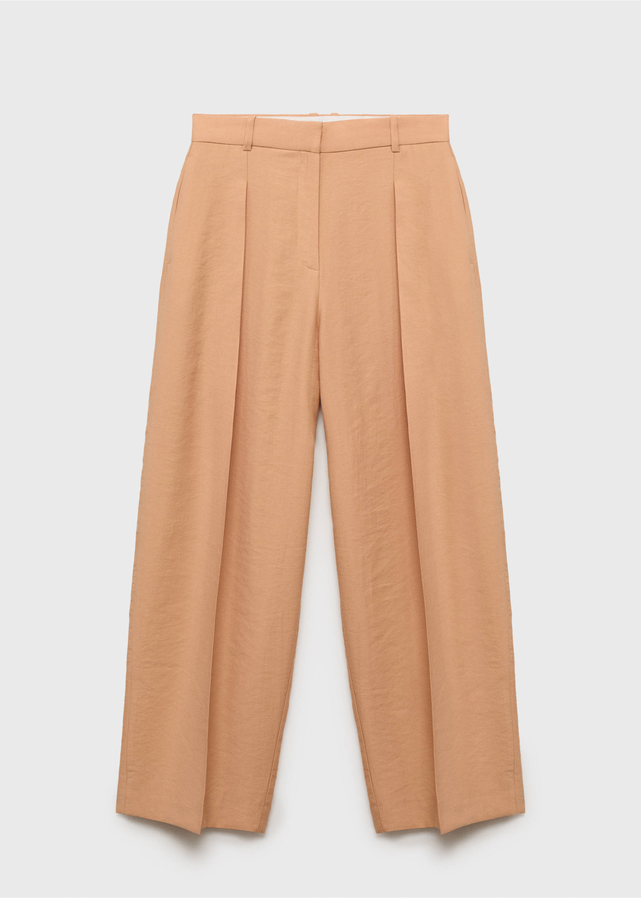 Straight-fit lyocell trousers with pleats - Article without model, Nude. Ref: 87007723-00.
