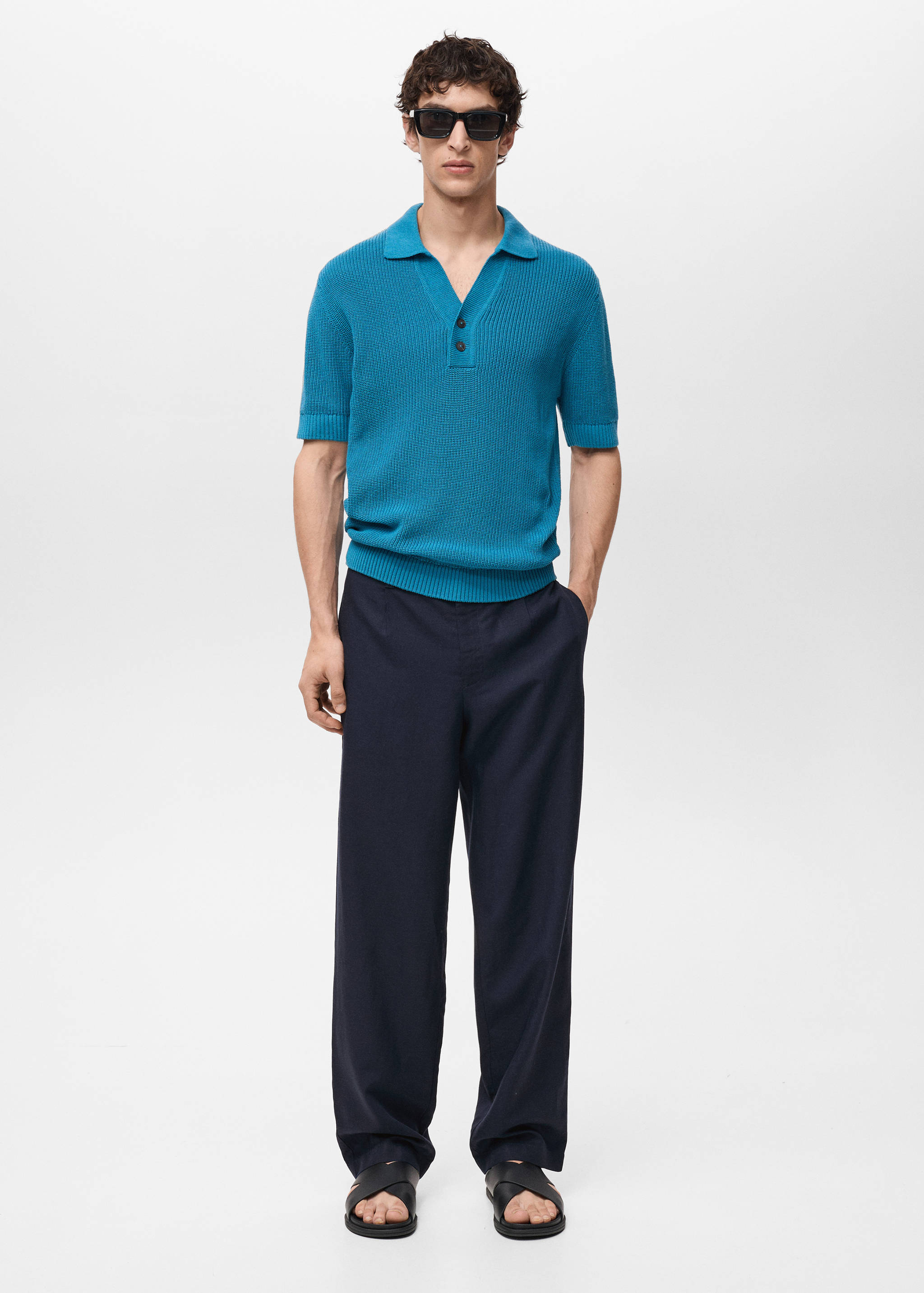 Linen lyocell regular-fit trousers - General plane