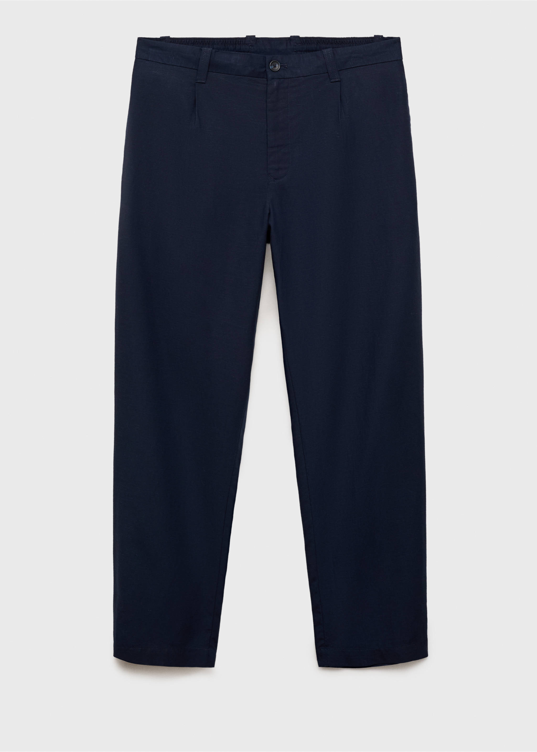 Linen lyocell regular-fit trousers - Article without model, Dark Navy. Ref: 87007889-00.