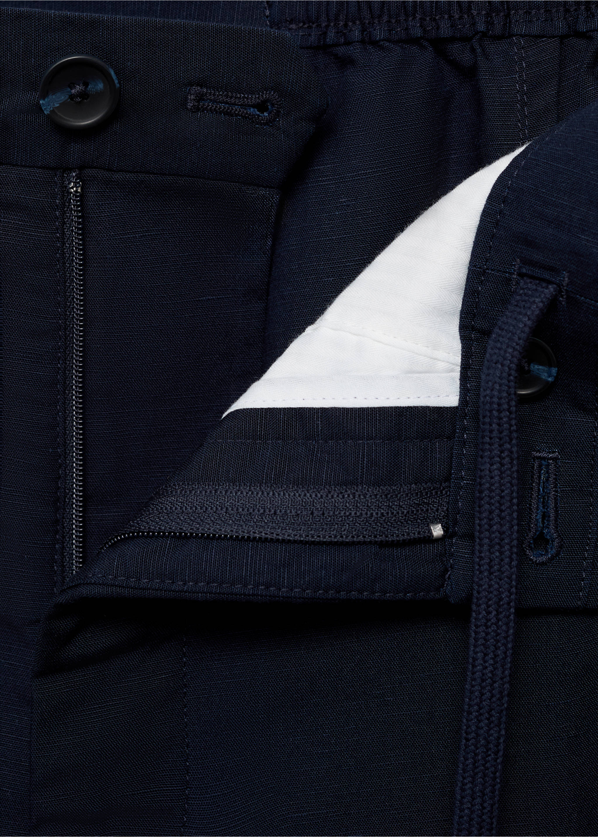 Linen lyocell regular-fit trousers - Details of the article 0, Dark Navy. Ref: 87007889-00.