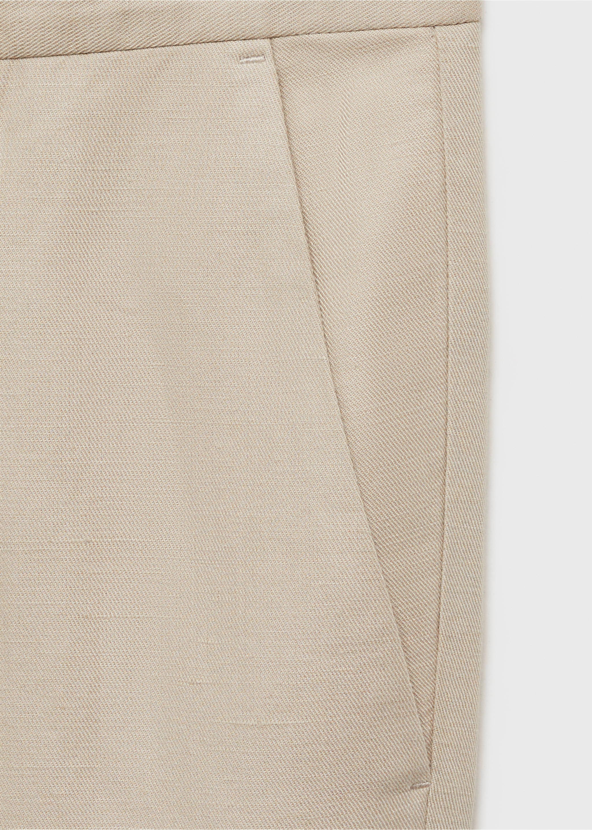 Regular-fit linen trousers - Details of the article 8, Sand. Ref: 87007891-00.