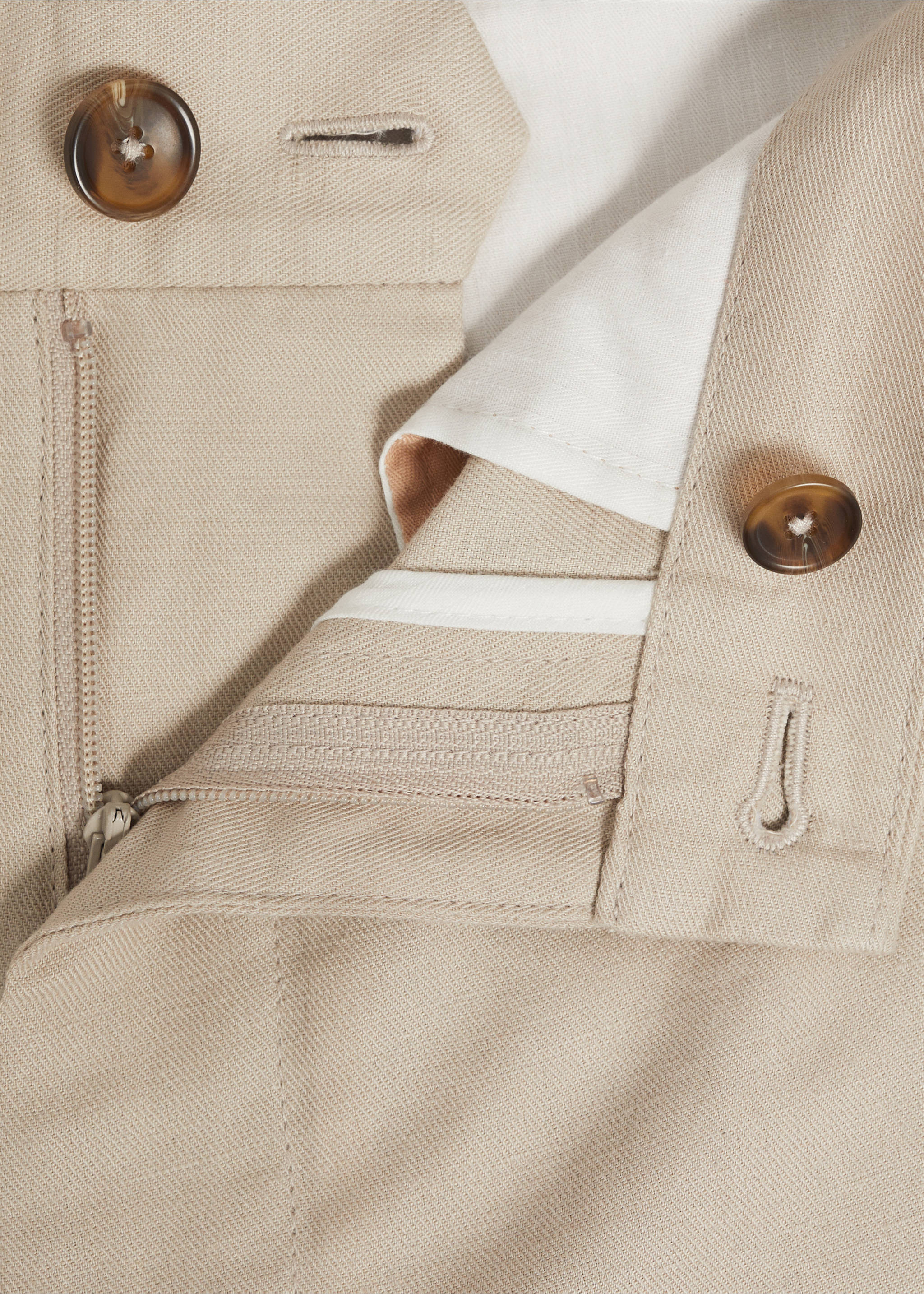 Regular-fit linen trousers - Details of the article 0, Sand. Ref: 87007891-00.