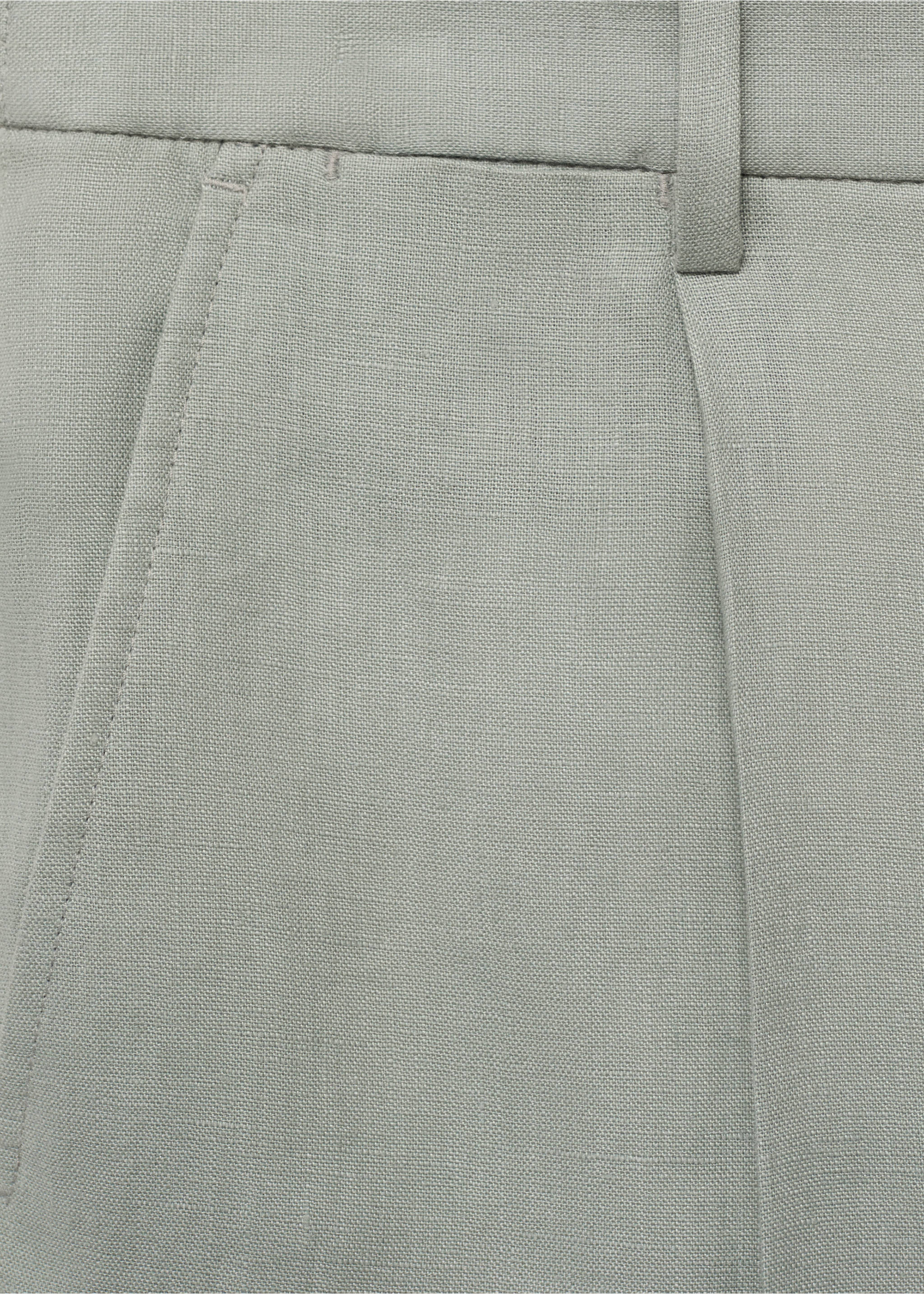 100% linen bermuda shorts with pleats - Details of the article 0, Aqua Green. Ref: 87007898-00.