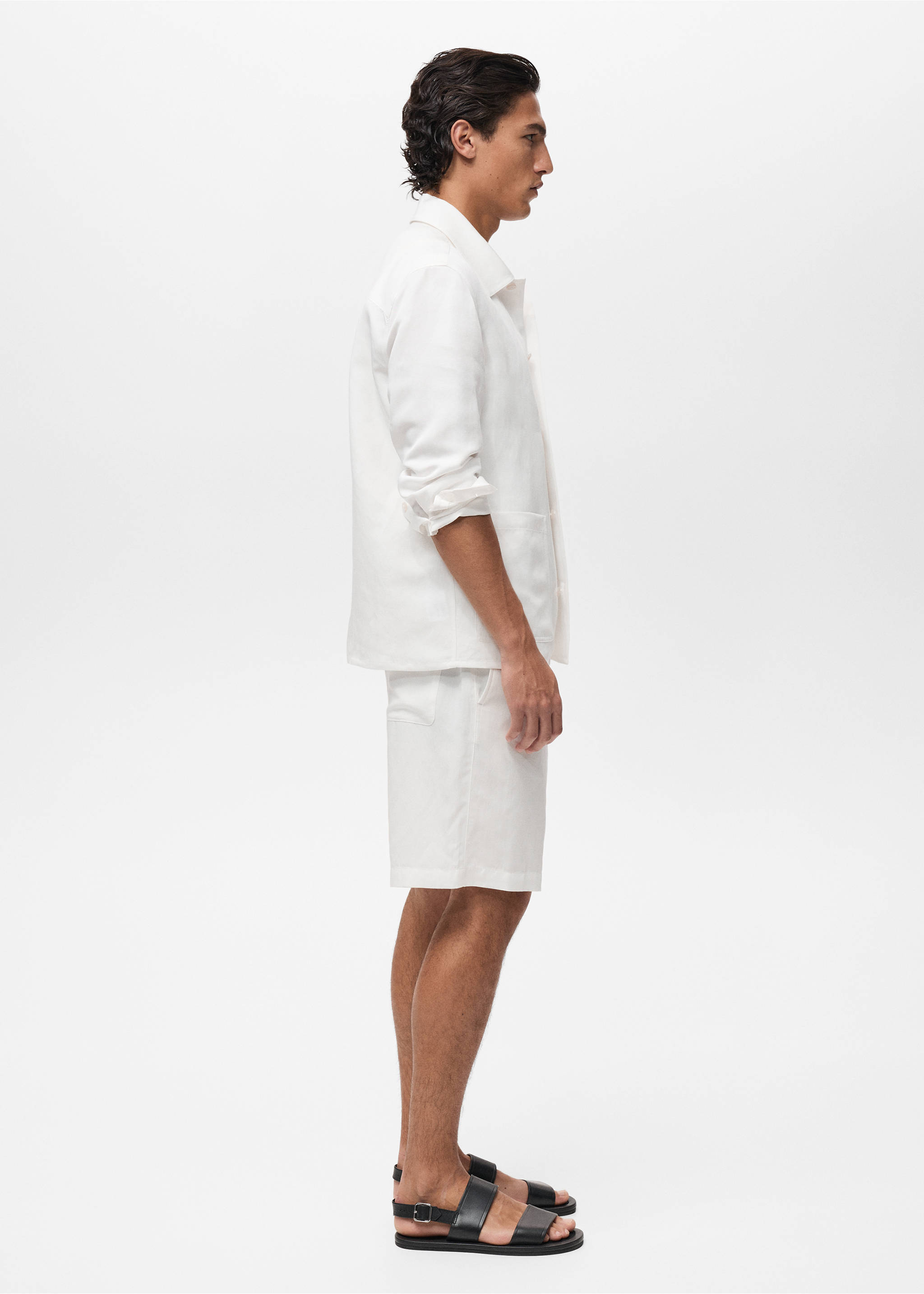 Bermuda lyocell slim-fit - Détail de l'article 2, Blanc cassé. Ref: 87007899-00.