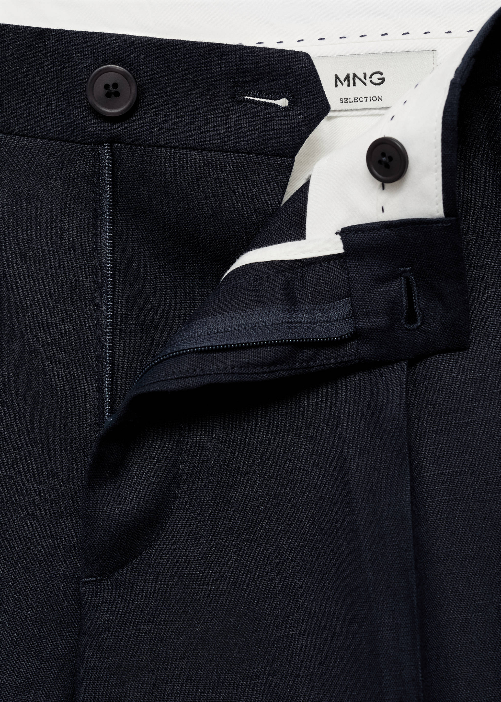 Calções slim fit de 100% linho - Pormenor do artigo 0