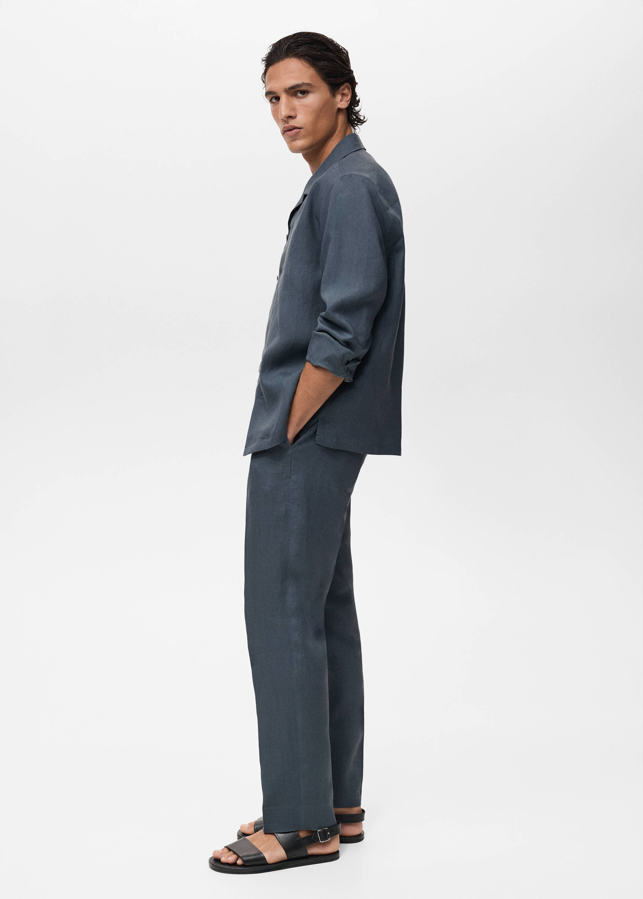 100% linen bowling-collar shirt - Details of the article 2