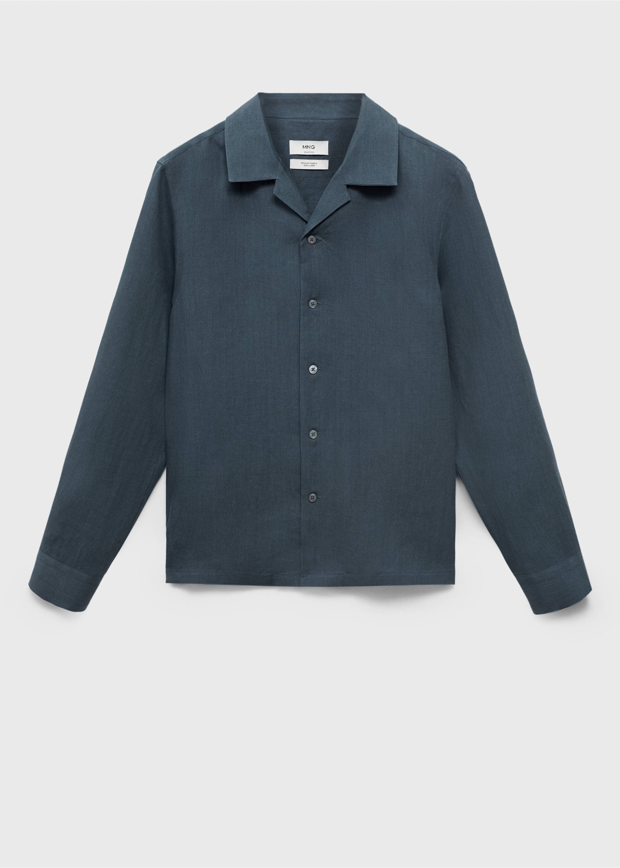 Overhemd 100% linnen met bowlingboord - Artikel zonder model, Petrol blauw. Ref: 87007909-00.