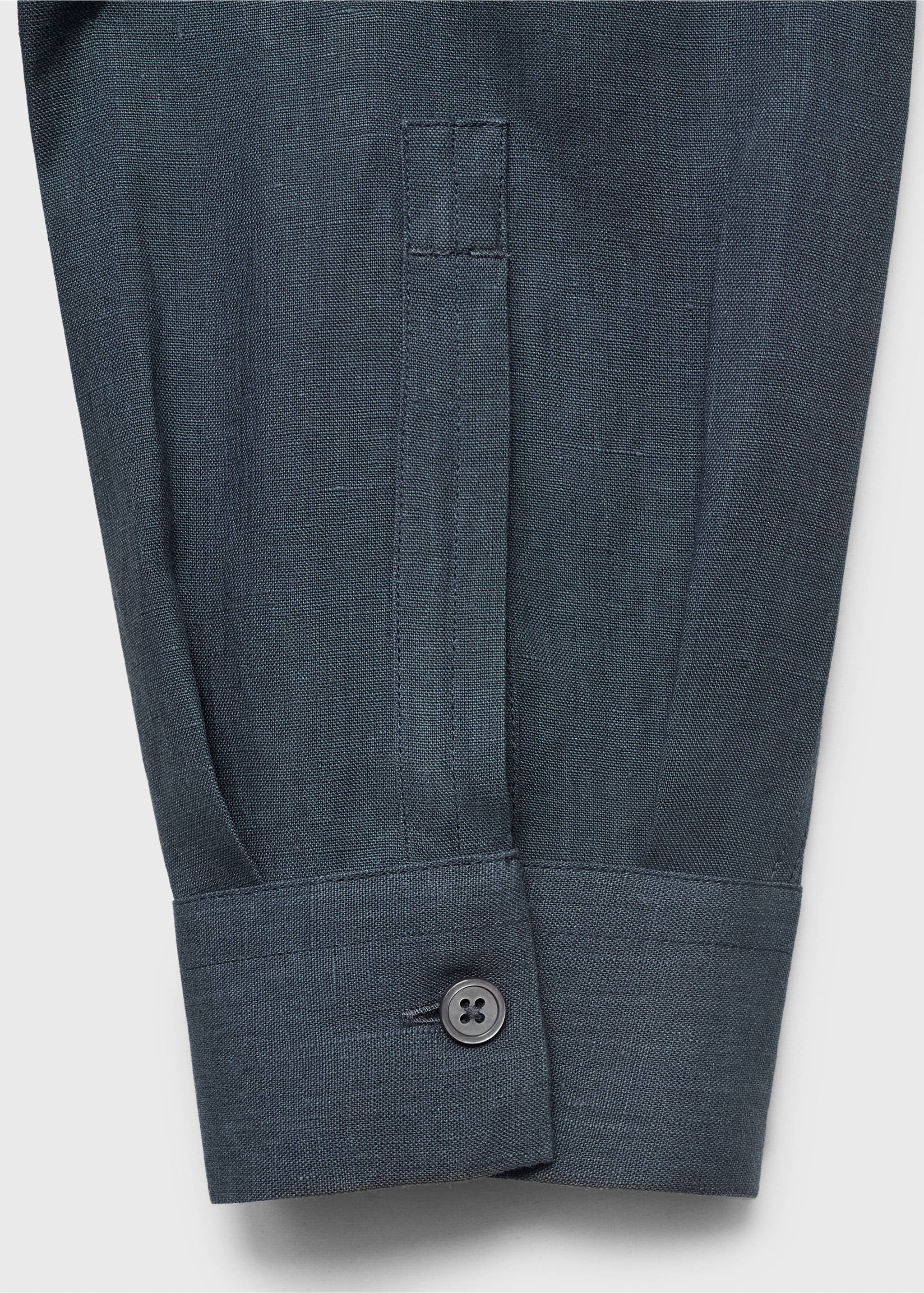 Overhemd 100% linnen met bowlingboord - Detail van het artikel 0, Petrol blauw. Ref: 87007909-00.