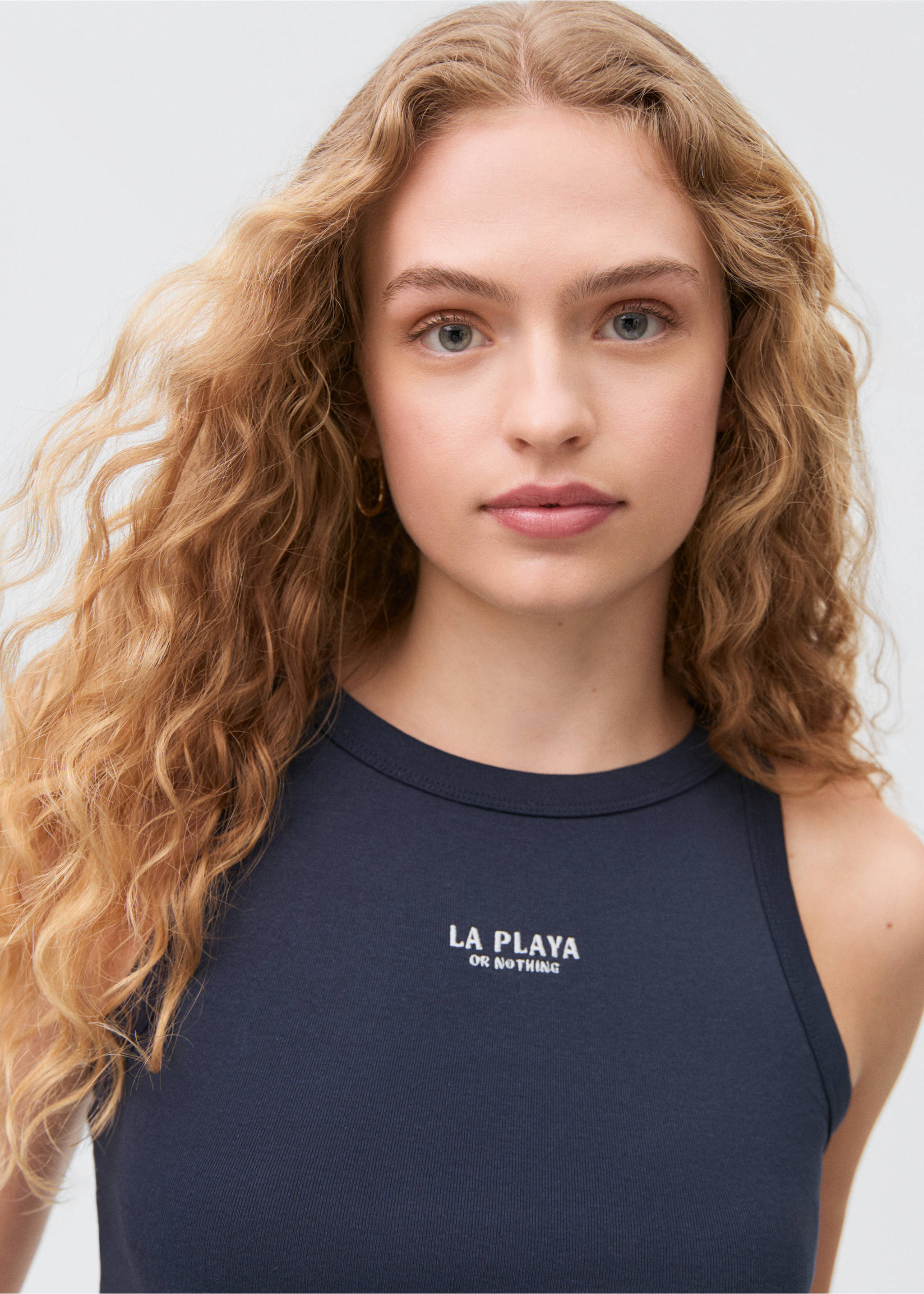 T-Shirt mit Schriftzug - Detail des Artikels 1, Marineblau. Ref: 87008277-00.