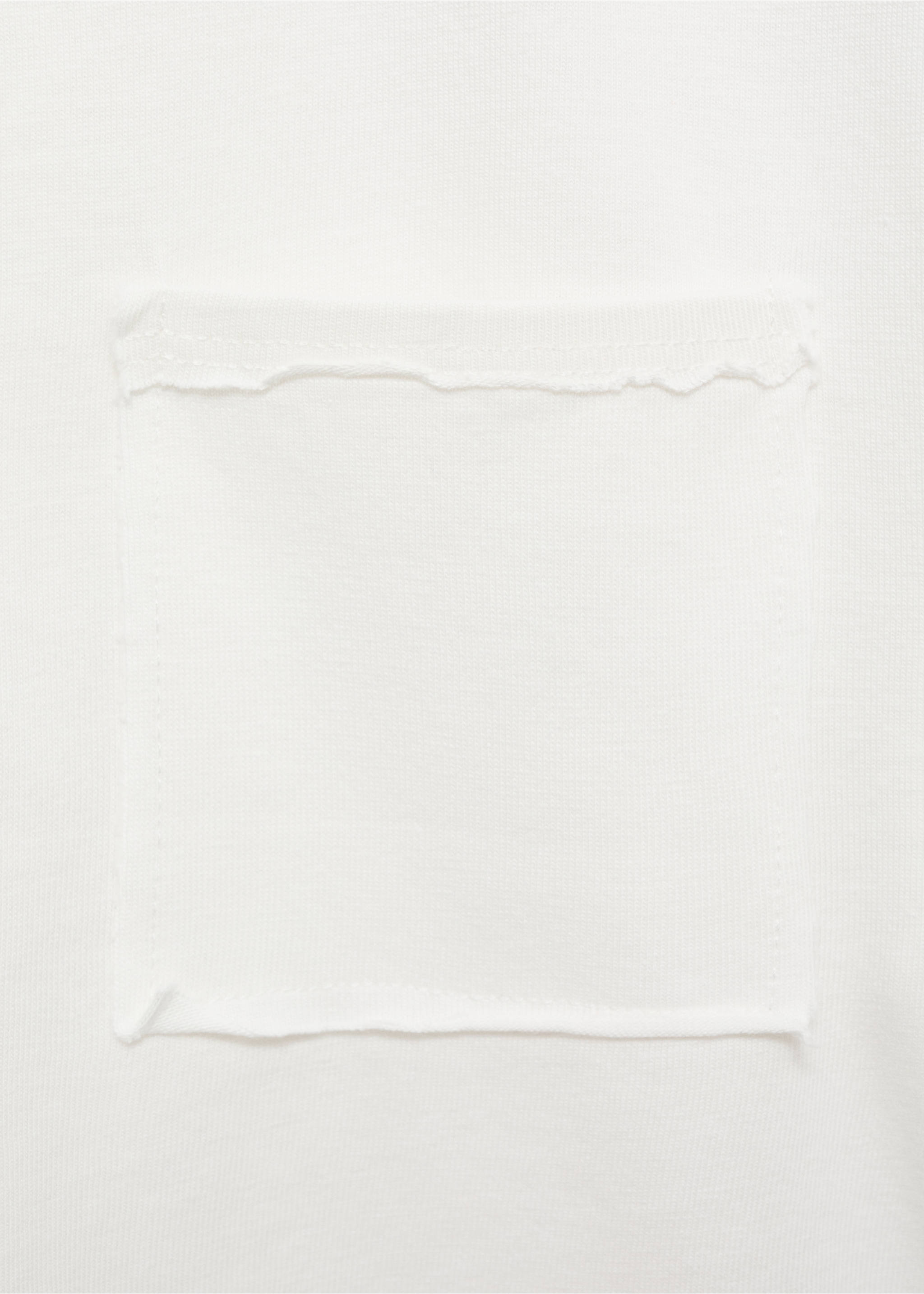 Close-up of white t-shirt fabric showing a patch pocket detail., Off White. Ref: 87008280-00.