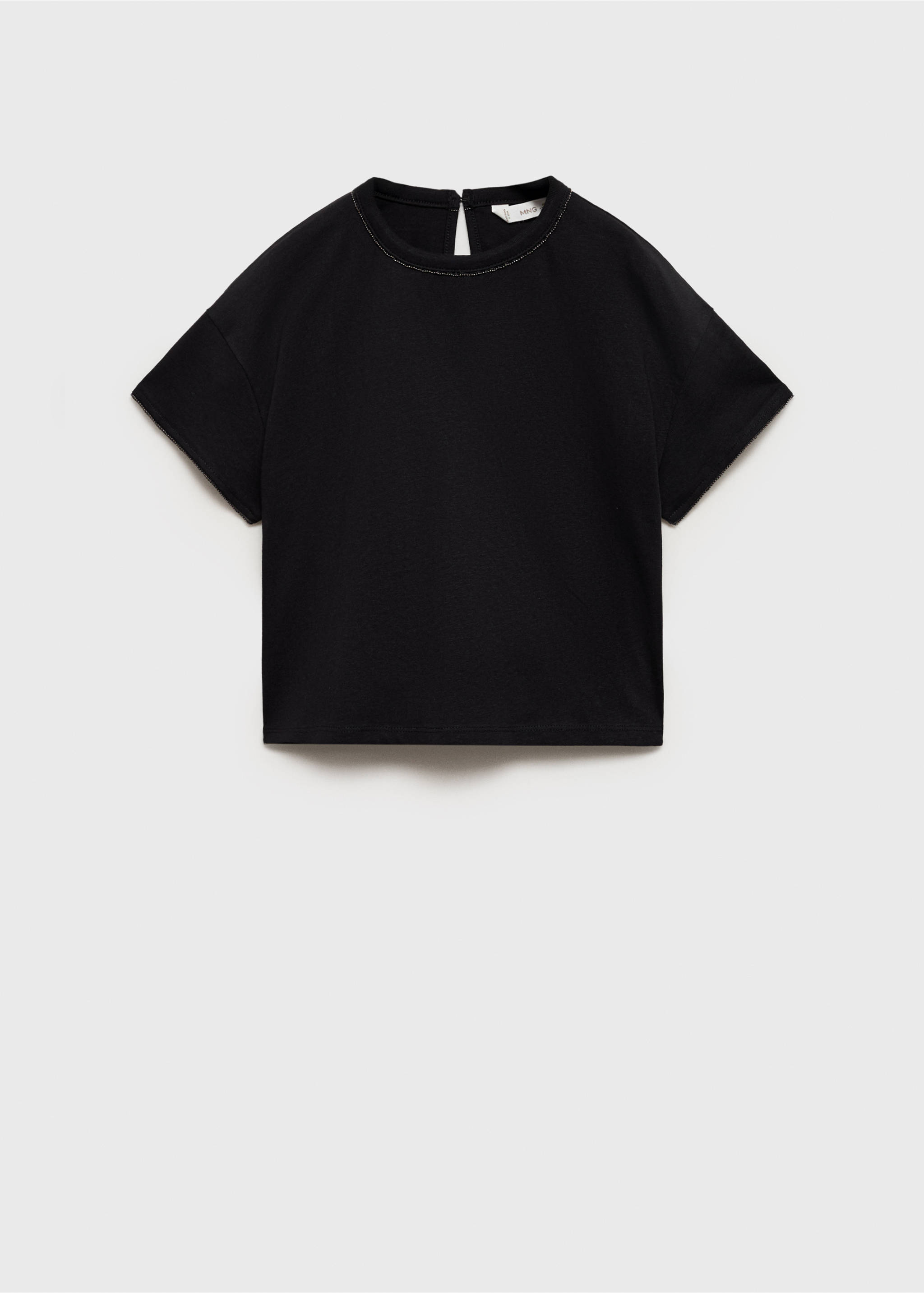 T-Shirt mit Perlenverzierung - Artikel ohne Model, Schwarz. Ref: 87008283-00.