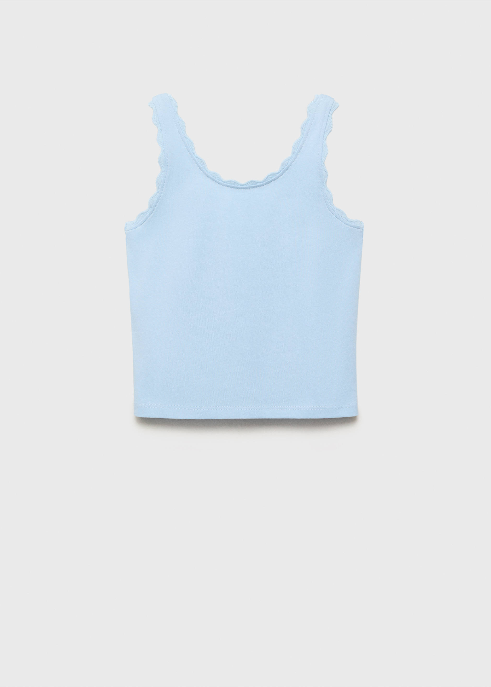 Tank top with embroidered detail - Article without model, Sky Blue. Ref: 87008285-00.