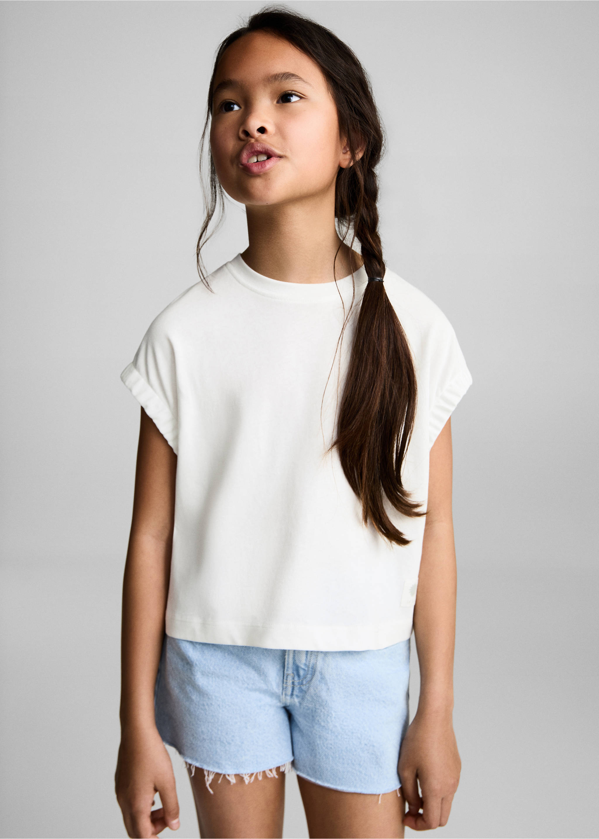 Gathered sleeve t-shirt - Medium plane, Off White. Ref: 87008286-00.