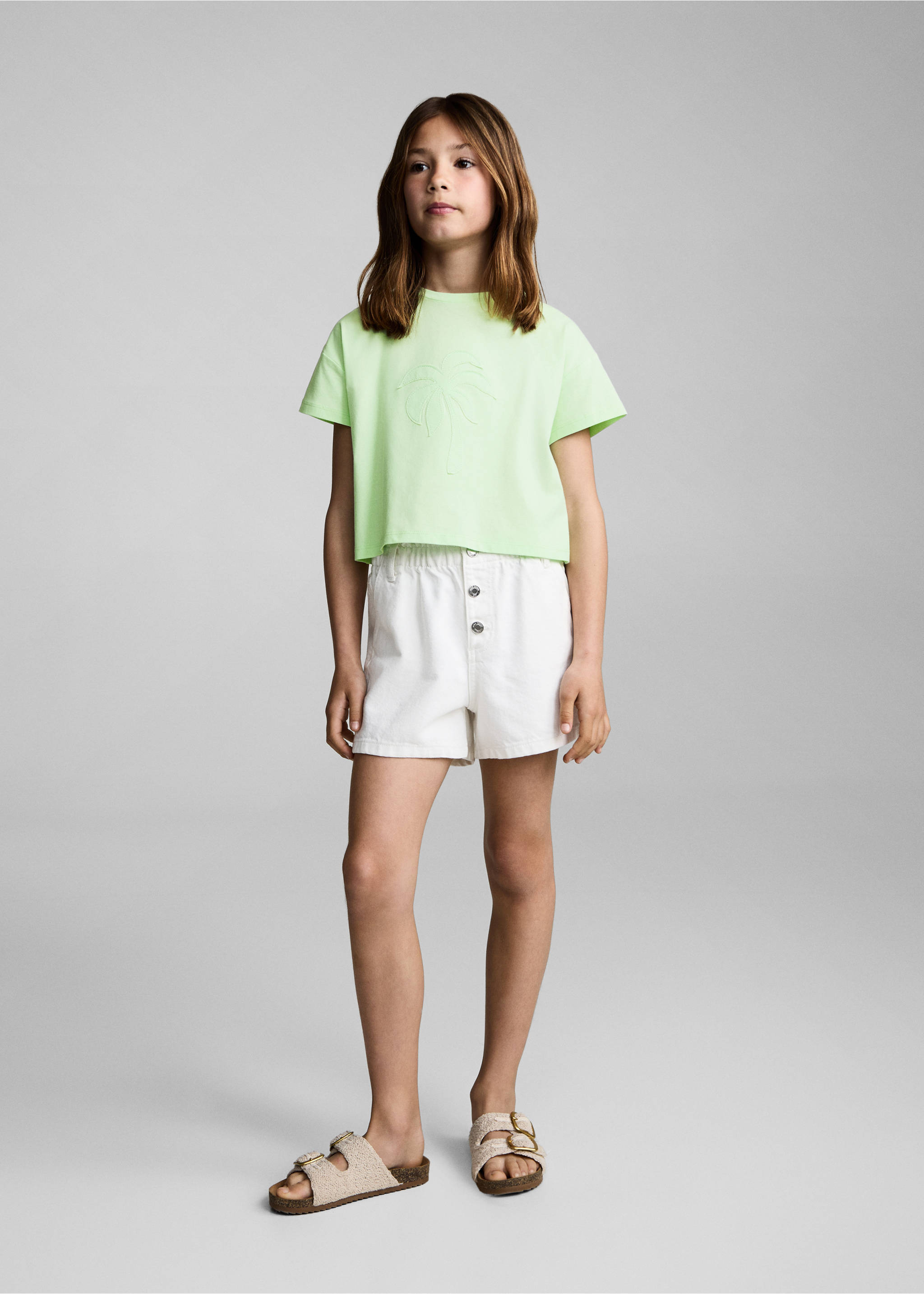 Palm tree crossed back t-shirt - General plane, Lime. Ref: 87008288-00.