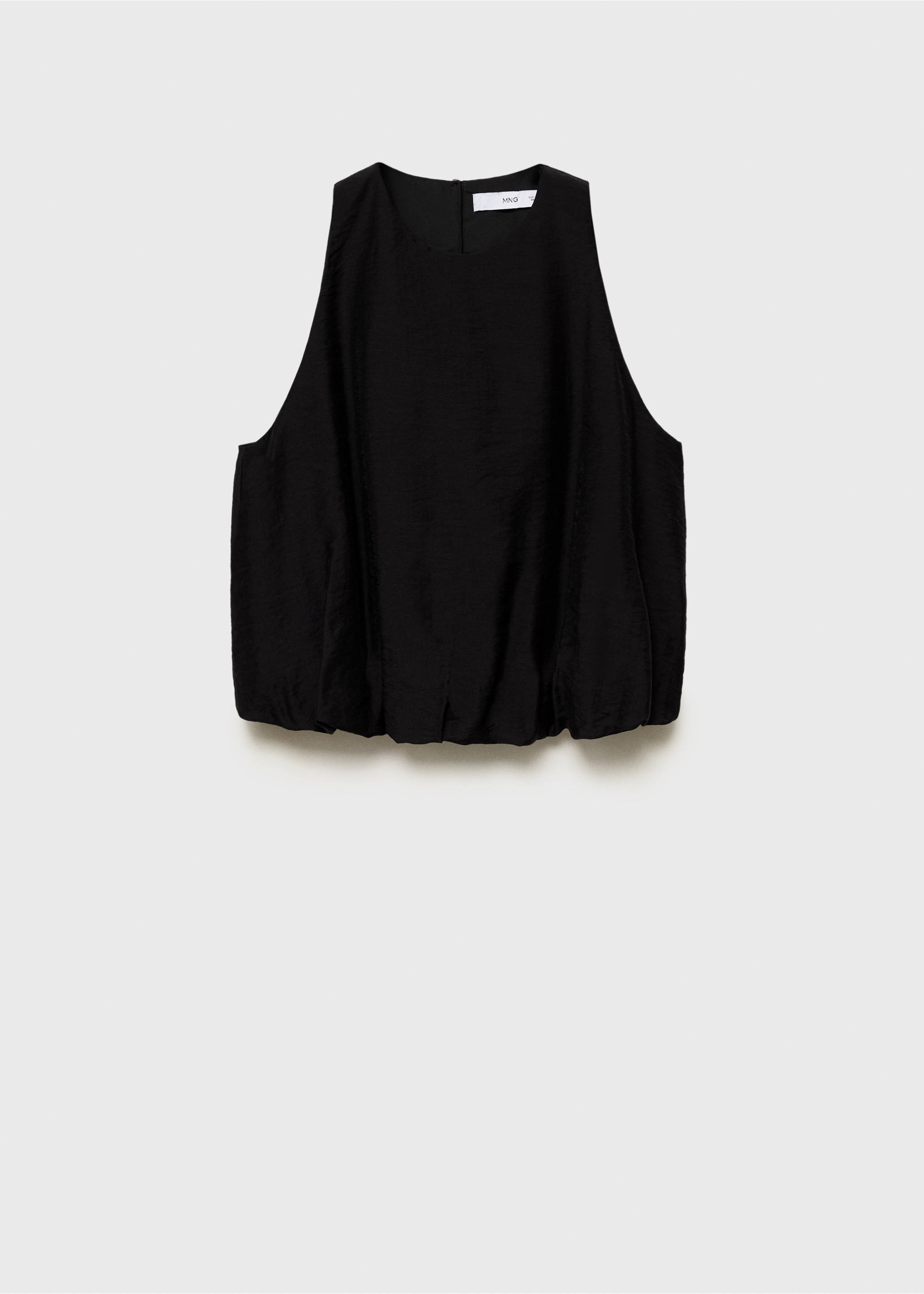 Lyocell-blend top with puffed hem - Article without model, Black. Ref: 87008652-00.