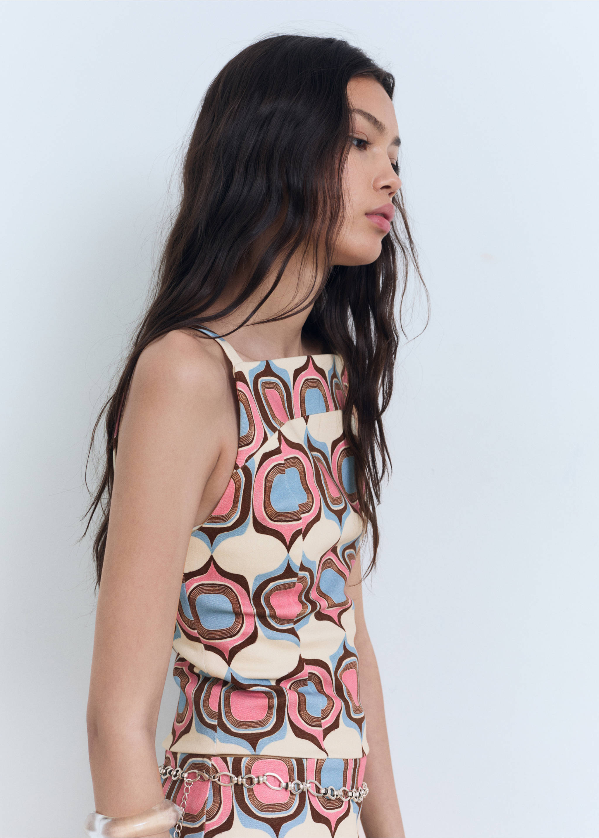 Printed boat-neck top - Medium plane, Pastel Pink. Ref: 87008656-00.