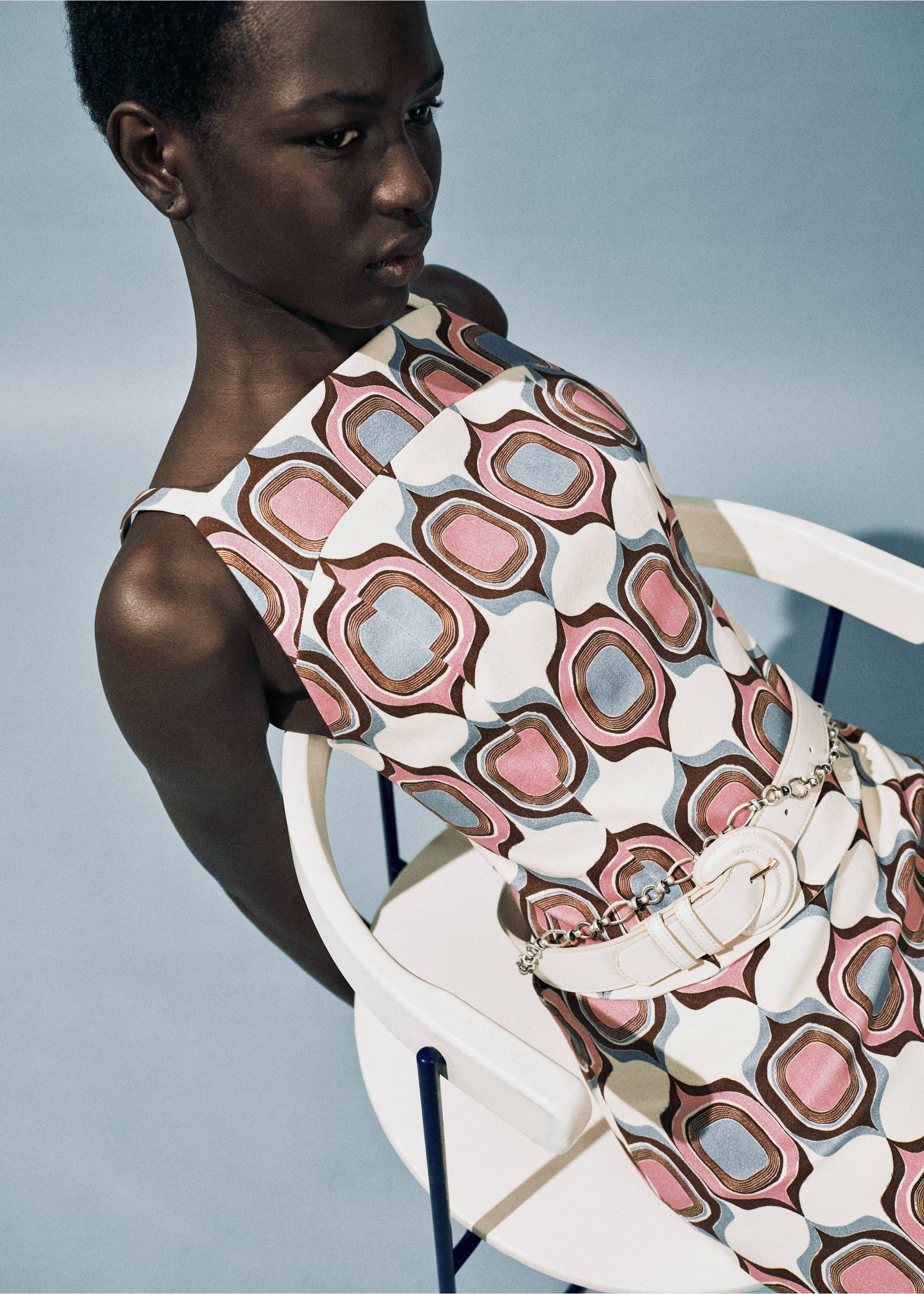 Printed boat-neck top - Details of the article 6, Pastel Pink. Ref: 87008656-00.