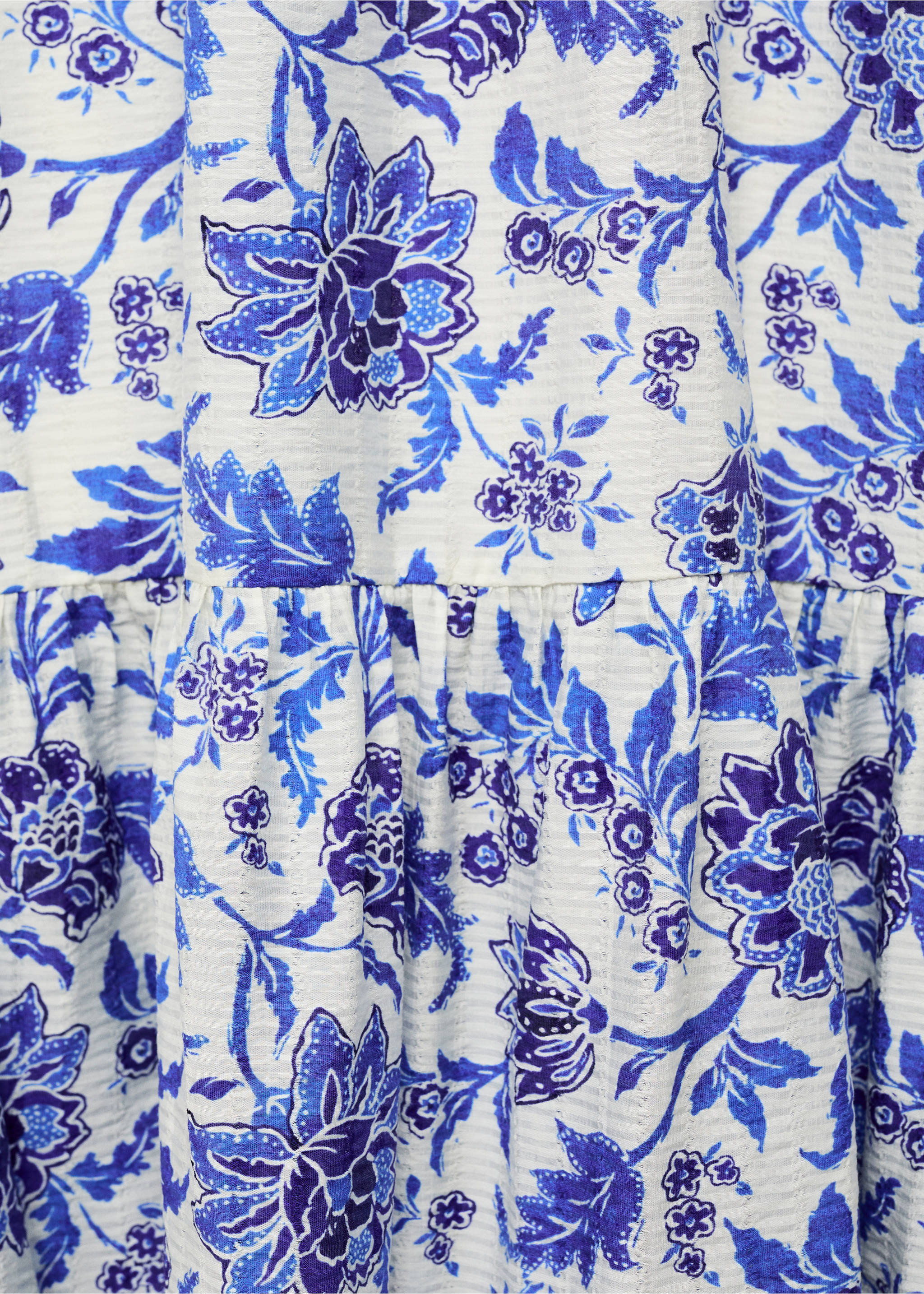 Ruffled floral print dress - Details of the article 0, Blue. Ref: 87009070-00.