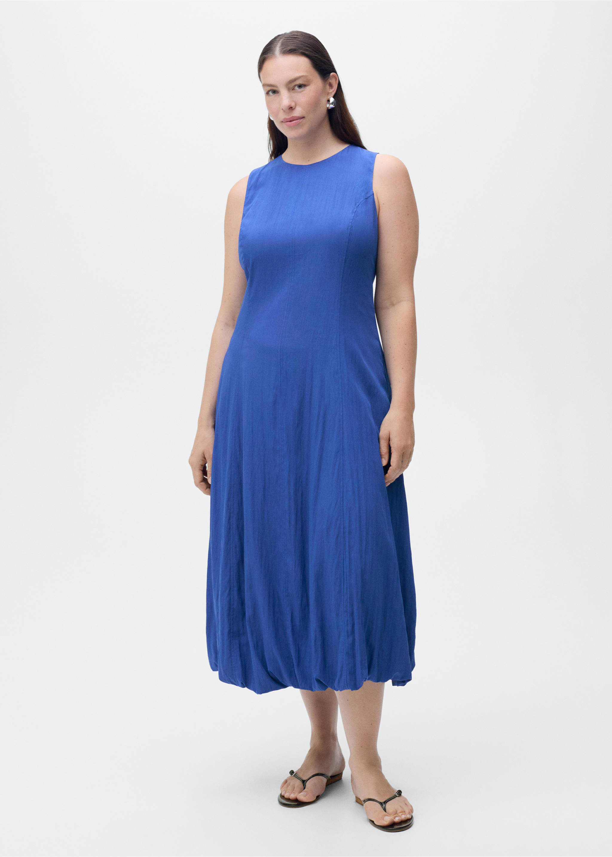 Robe midi manches bouffantes - Détail de l'article 3, Bleu. Ref: 87009072-00.