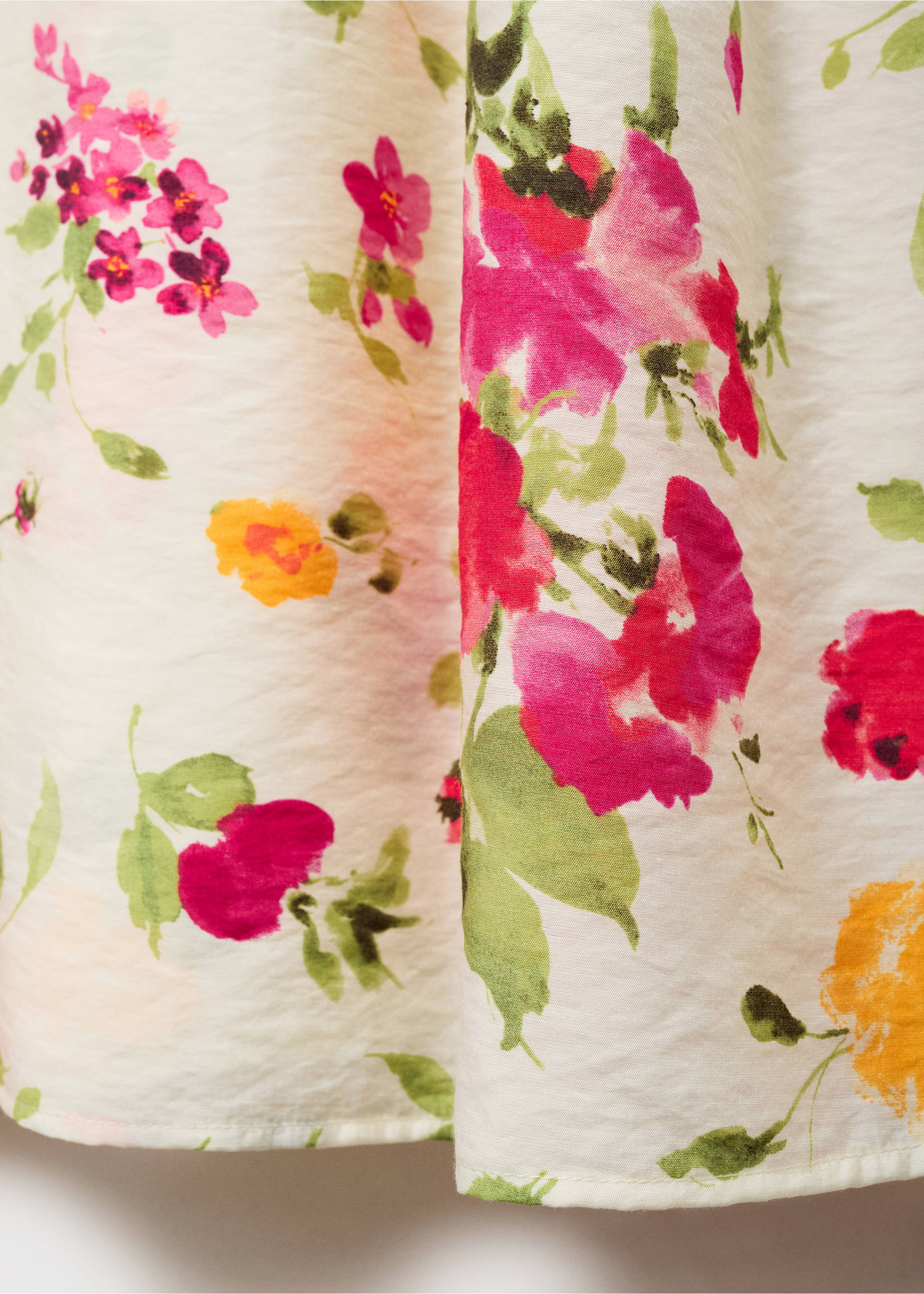 A-Linien-Kleid mit Blumenprint - Detail des Artikels 0, Ecru. Ref: 87009075-00.