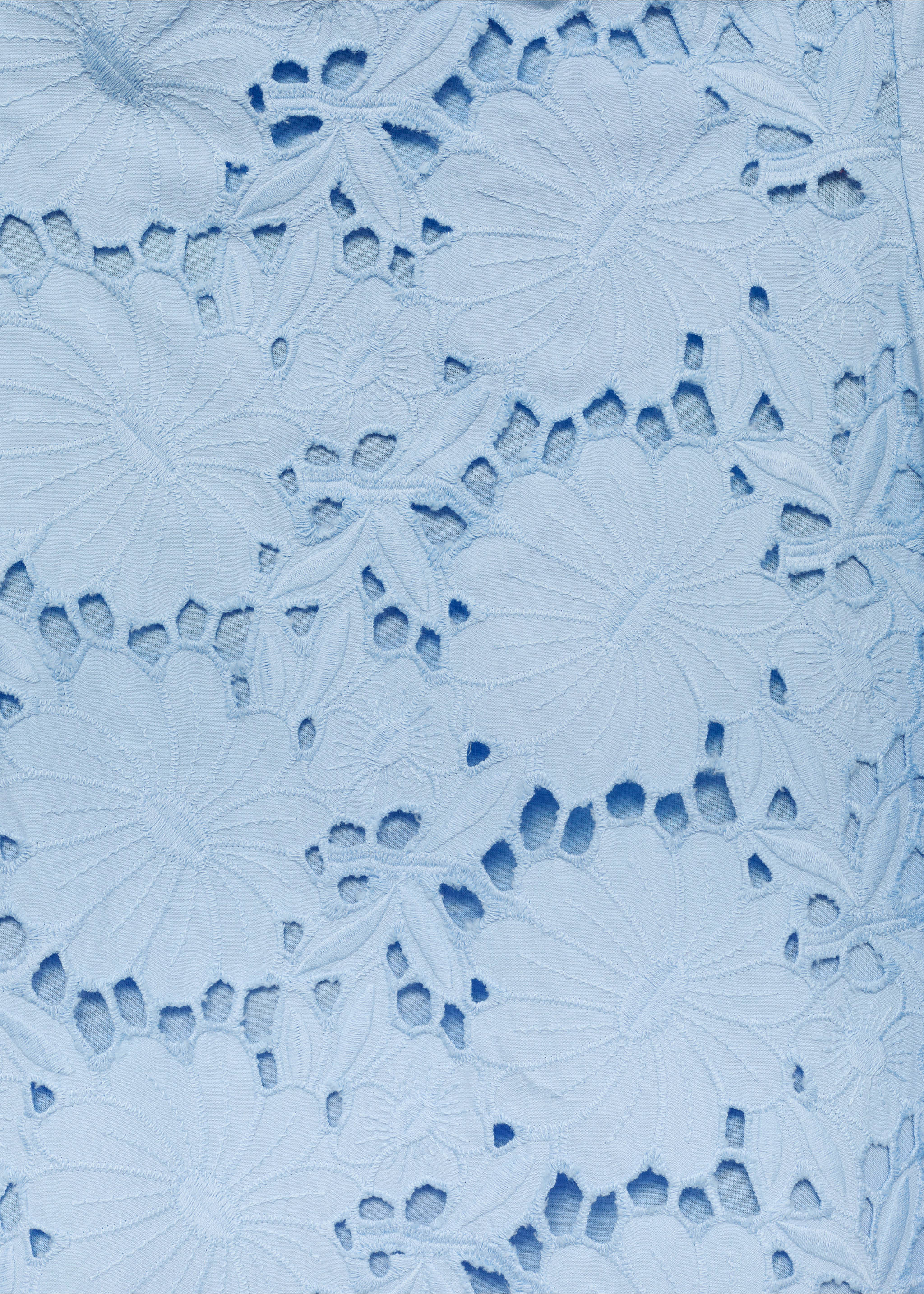 Strapless jurk met broderie anglaise - Detail van het artikel 8, Blauw. Ref: 87009076-00.