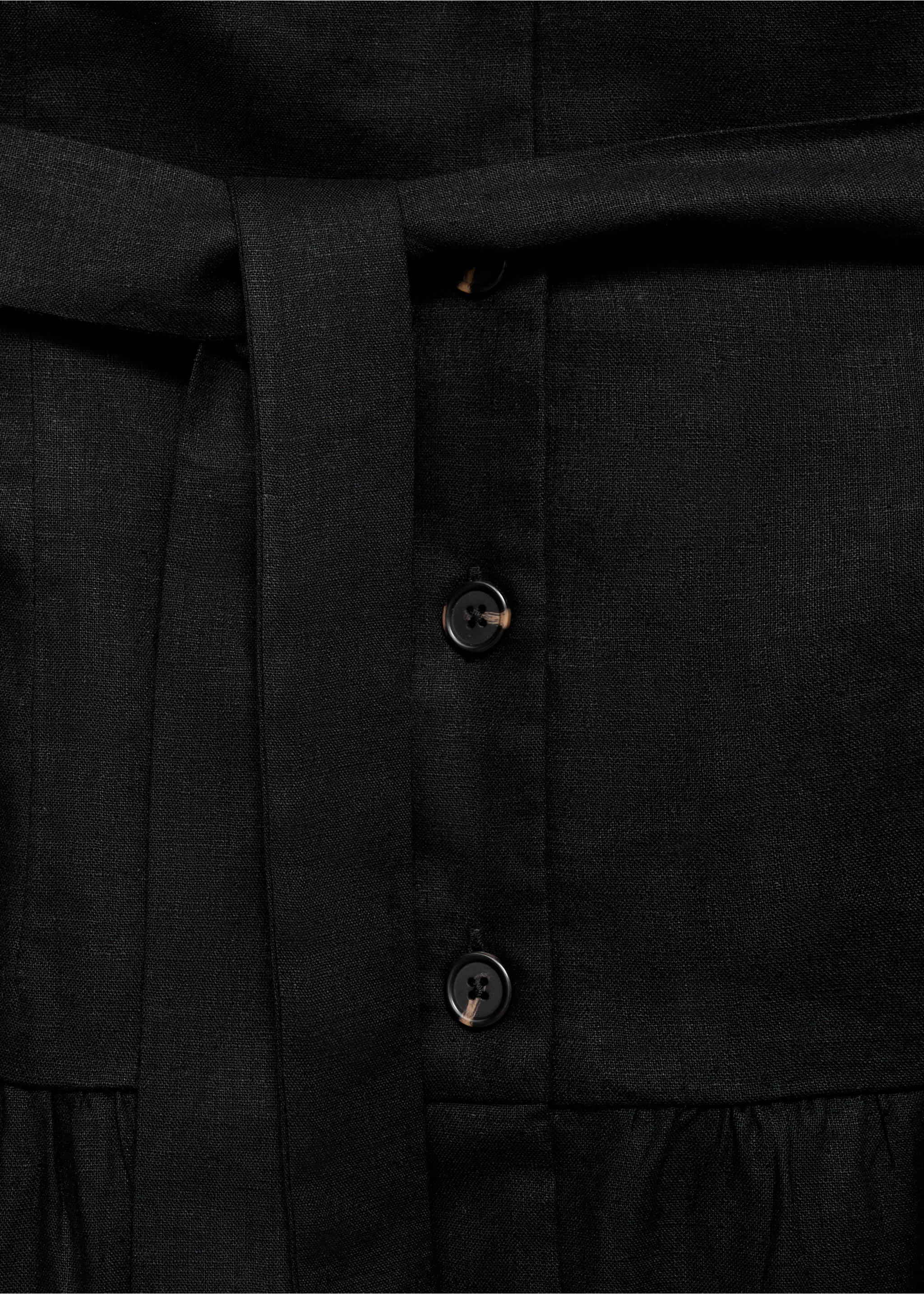 Vestido midi lino cinturón - Detalle del artículo 8, Negro. Ref: 87009078-00.