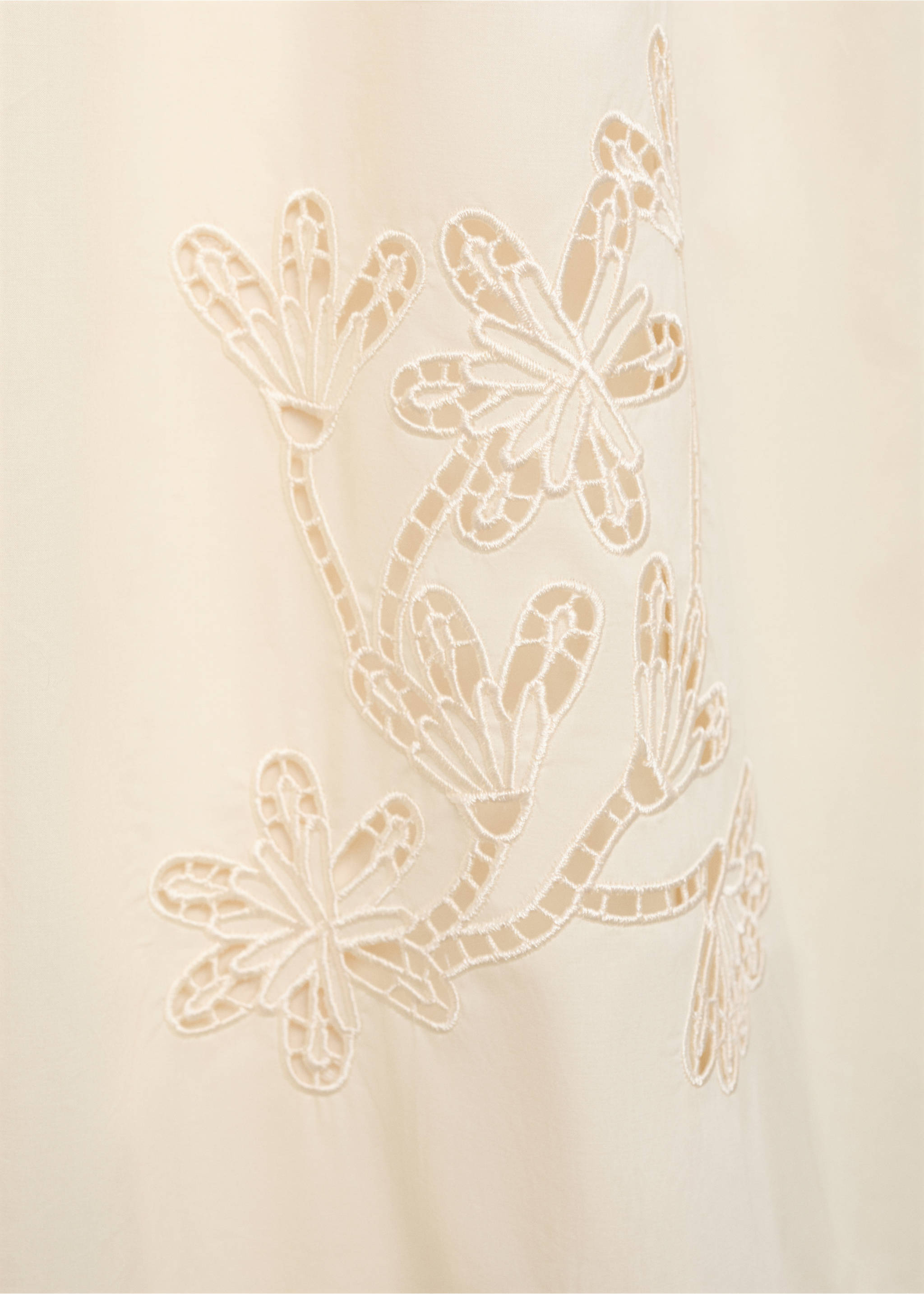 Vestido combinado detalles bordados - Detalle del artículo 0, Beige. Ref: 87009079-00.