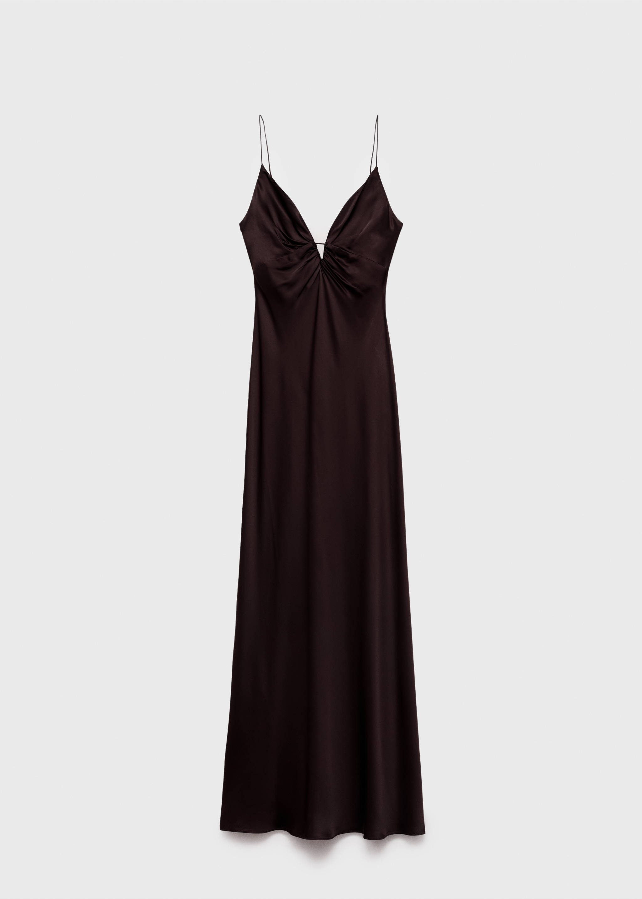 Vestido satinado escote pico - Artículo sin modelo, Marrón. Ref: 87009080-00.