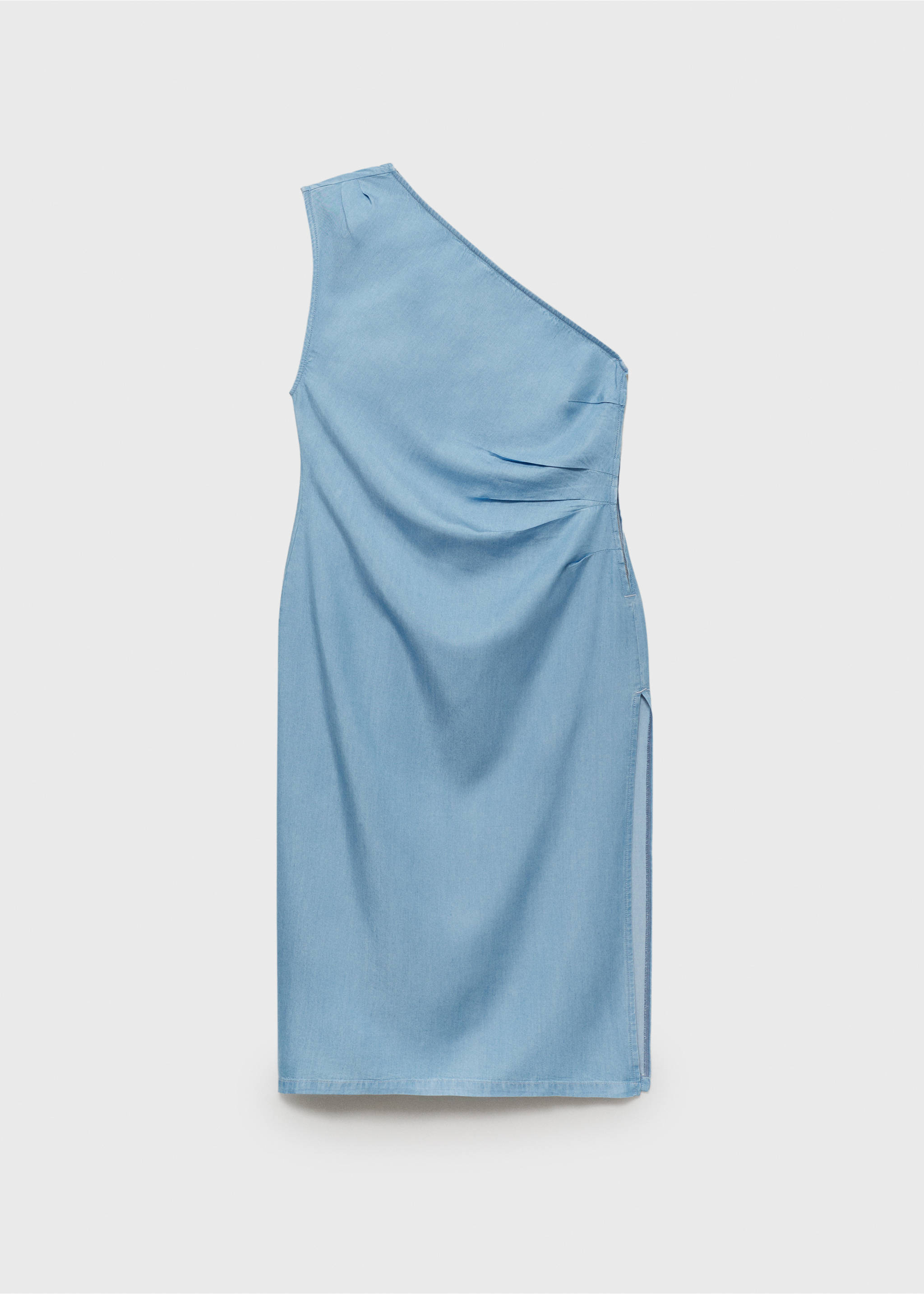 Draped asymmetrical lyocell dress - Article without model, Medium Blue. Ref: 87009081-00.