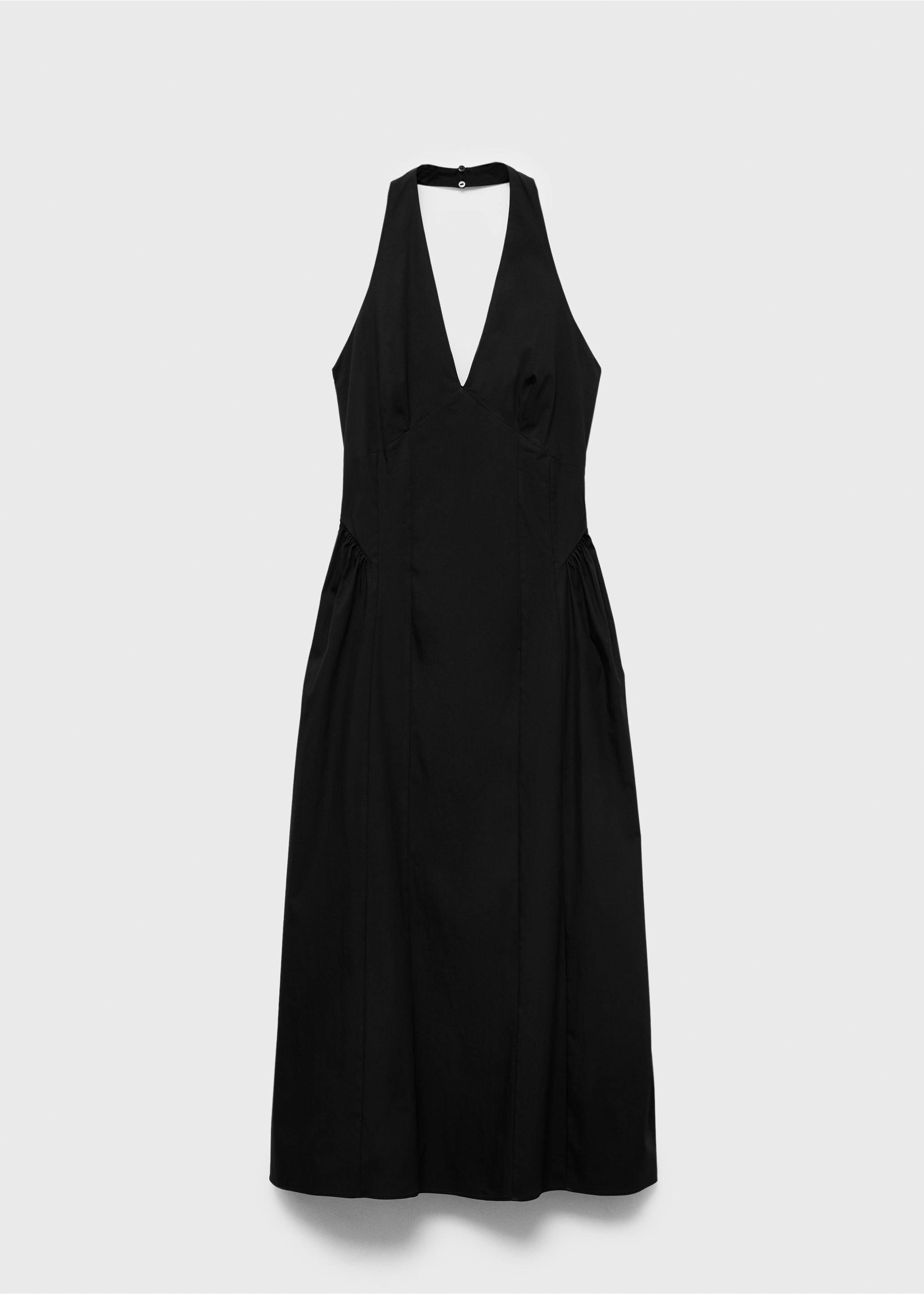 Halter neck cotton midi-dress - Article without model, Black. Ref: 87009082-00.