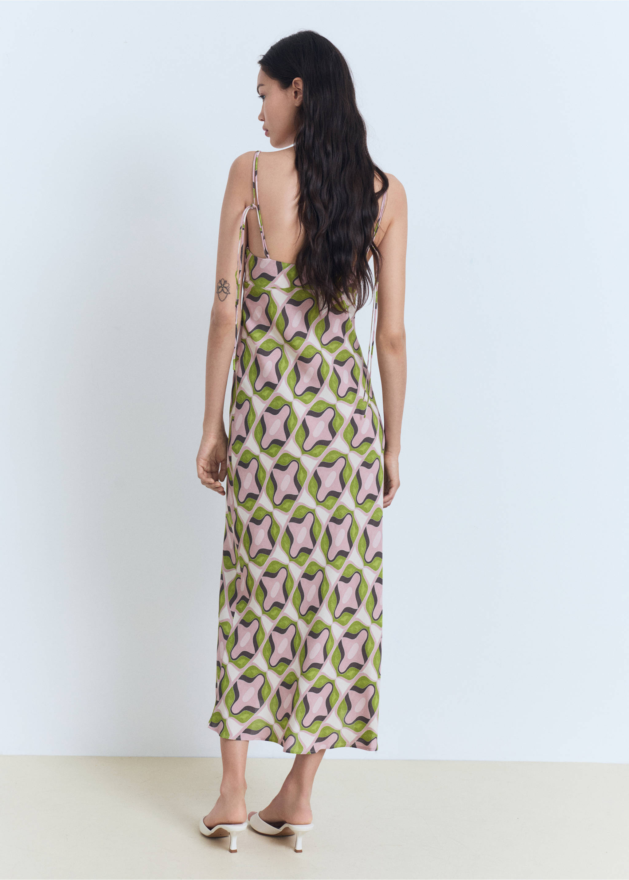 Abstract printed midi dress - Reverse of the article, Pastel Pink. Ref: 87009084-00.