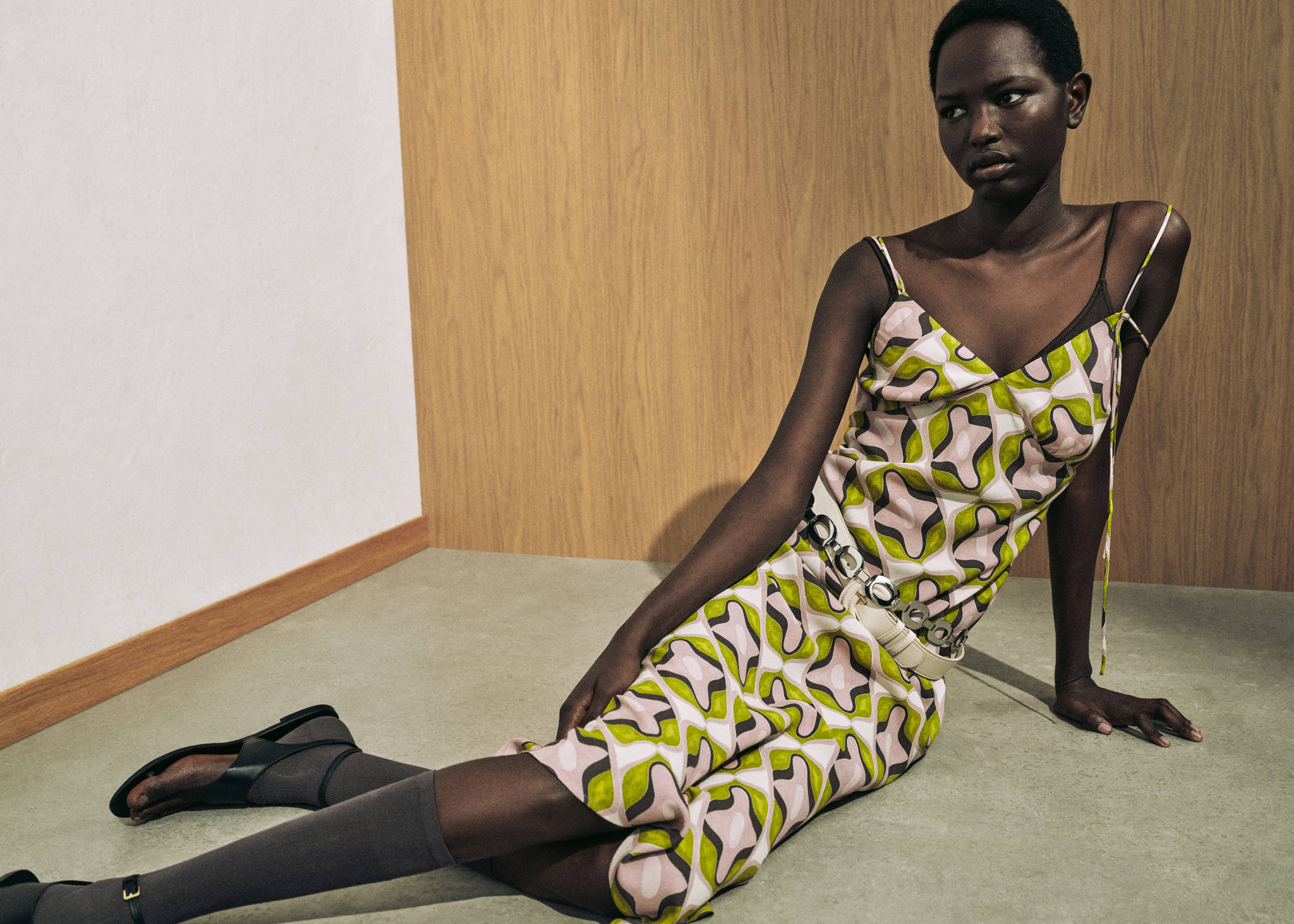 Abstract printed midi dress - Panoramic plane