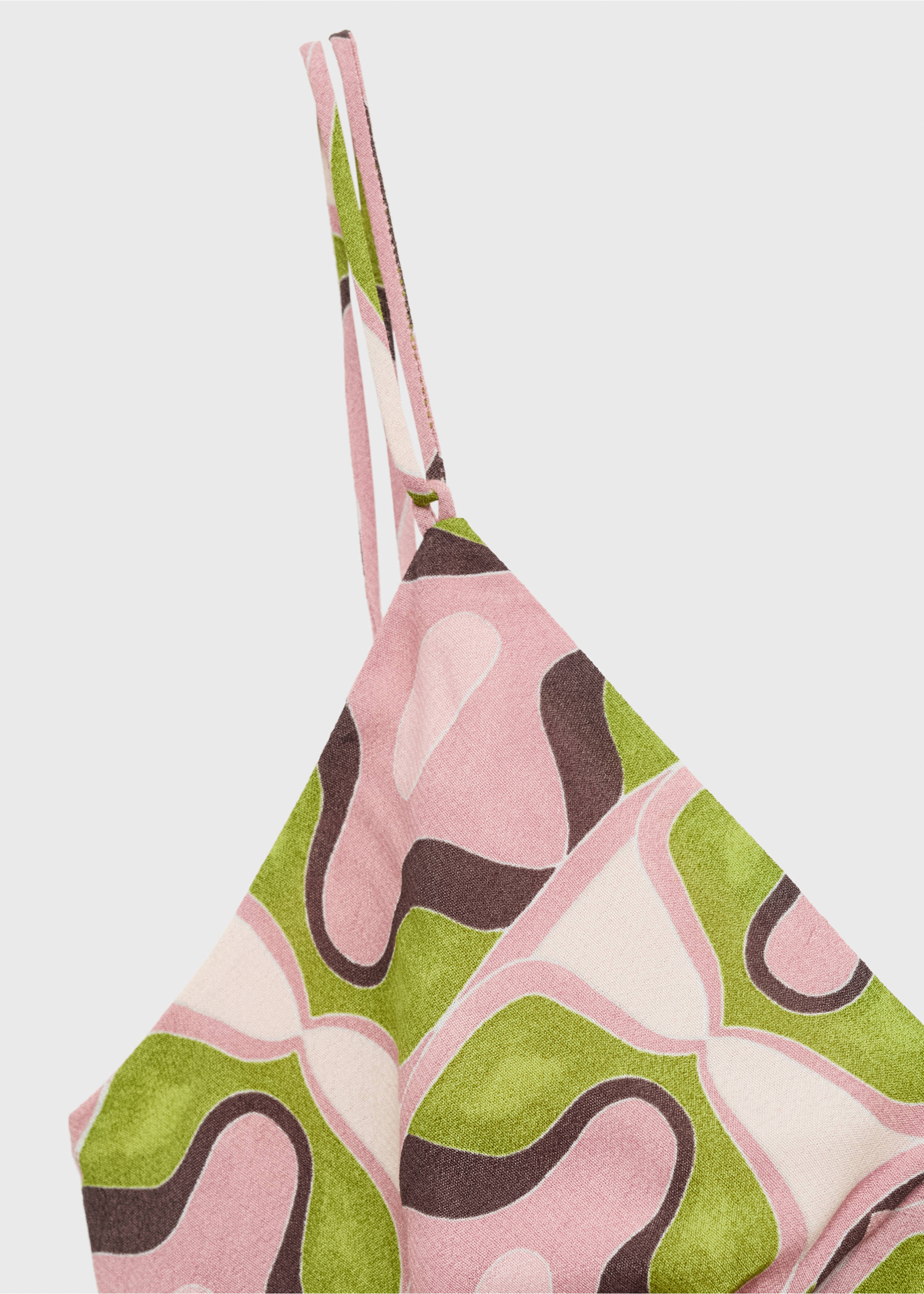 Abstract printed midi dress - Details of the article 8, Pastel Pink. Ref: 87009084-00.