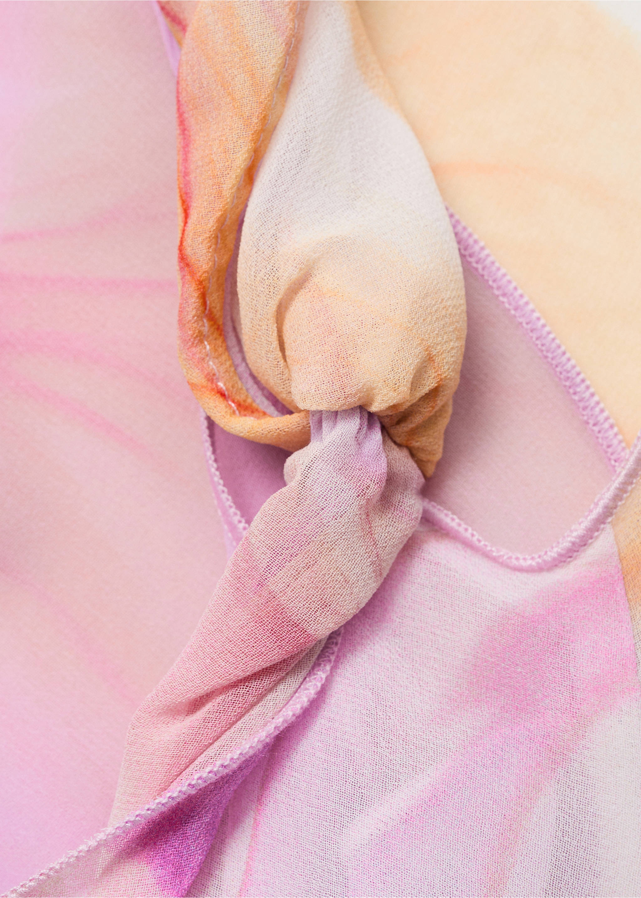 Floral-print dress with asymmetrical straps - Details of the article 8, Light/Pastel Purple. Ref: 87009085-00.