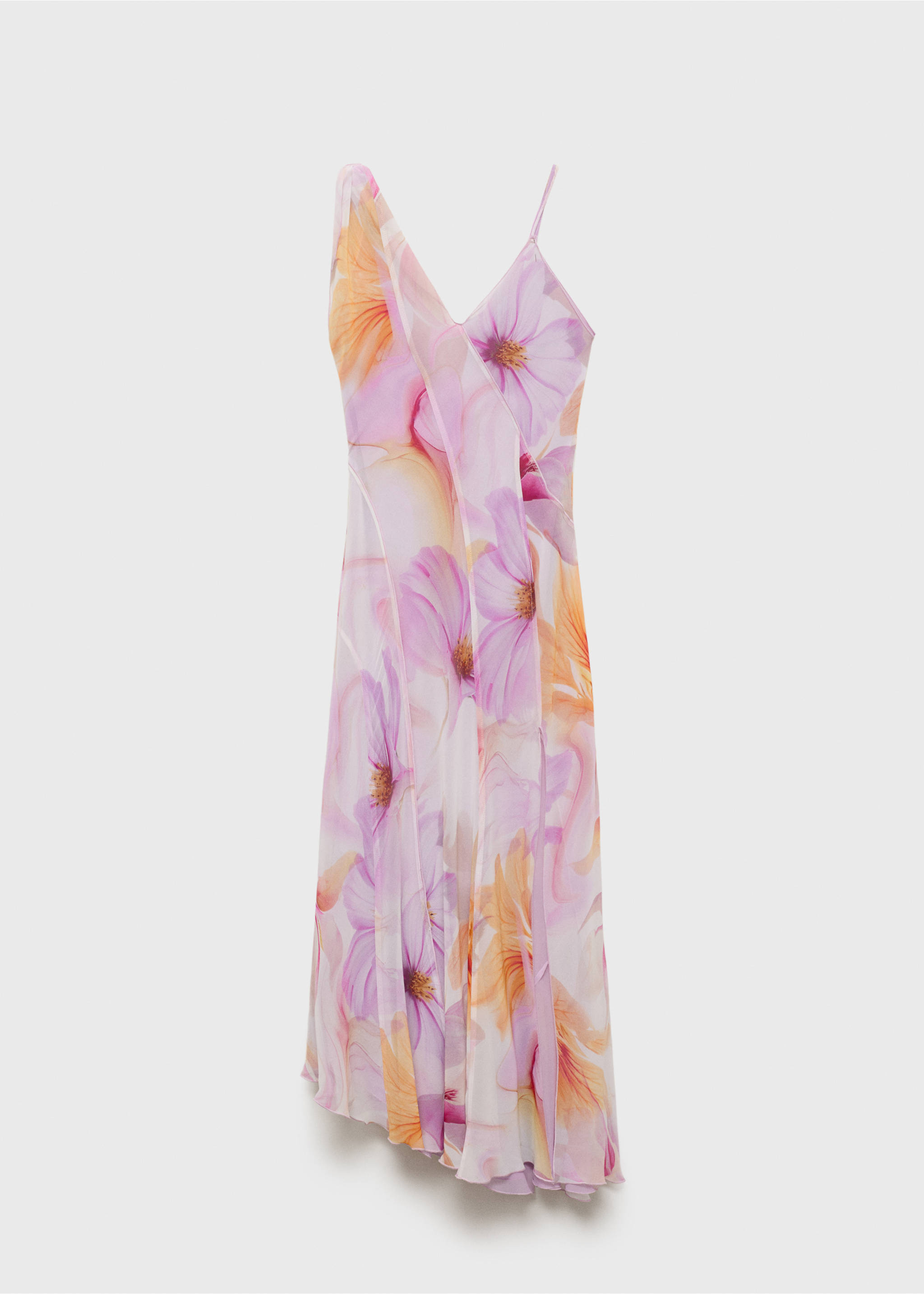 Robe imprimé fleurs avec bretelles asymétriques - Article sans modèle, Violet clair/pastel. Ref: 87009085-00.