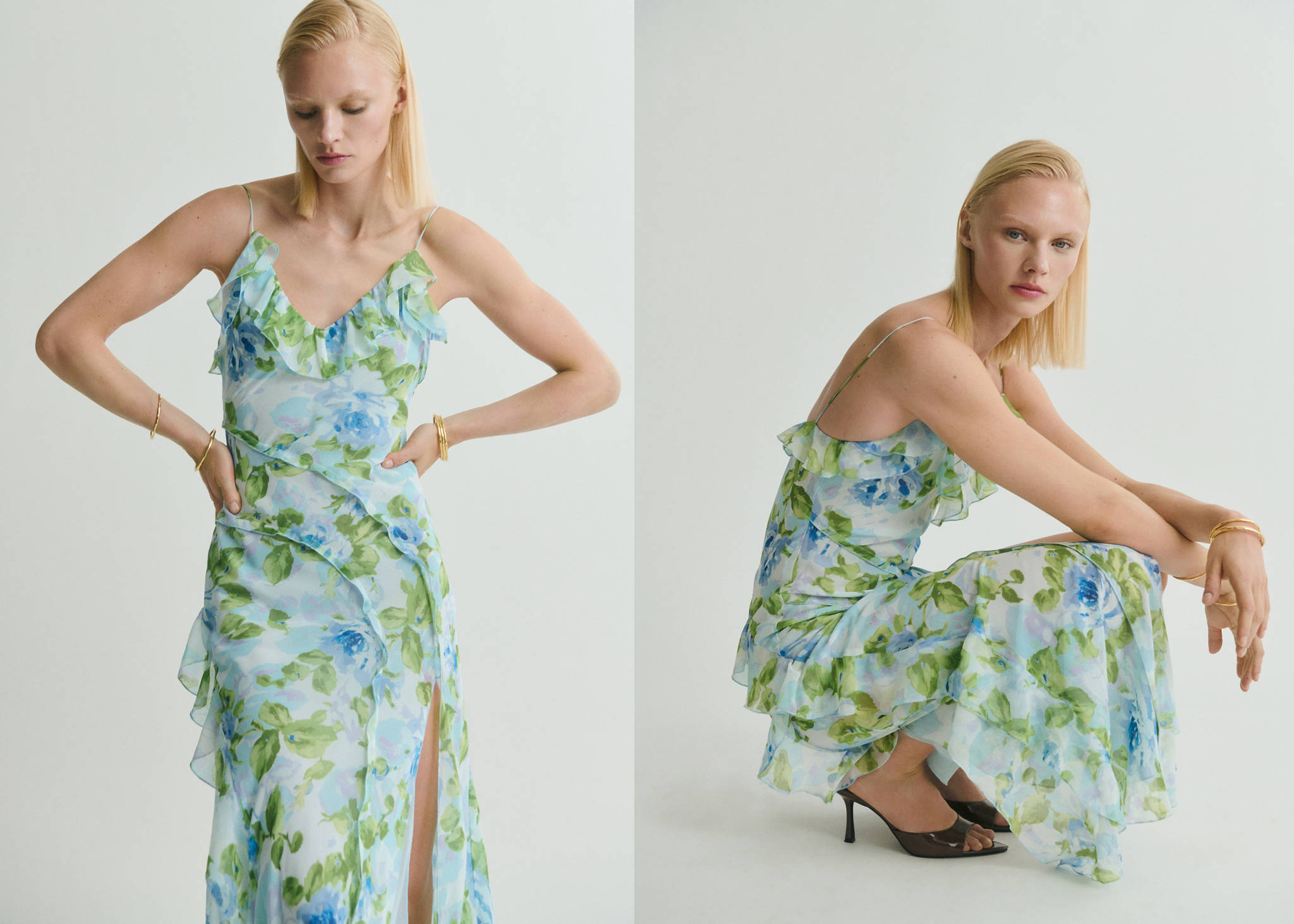 Vestido estampado floral volantes - Plano panorámico
