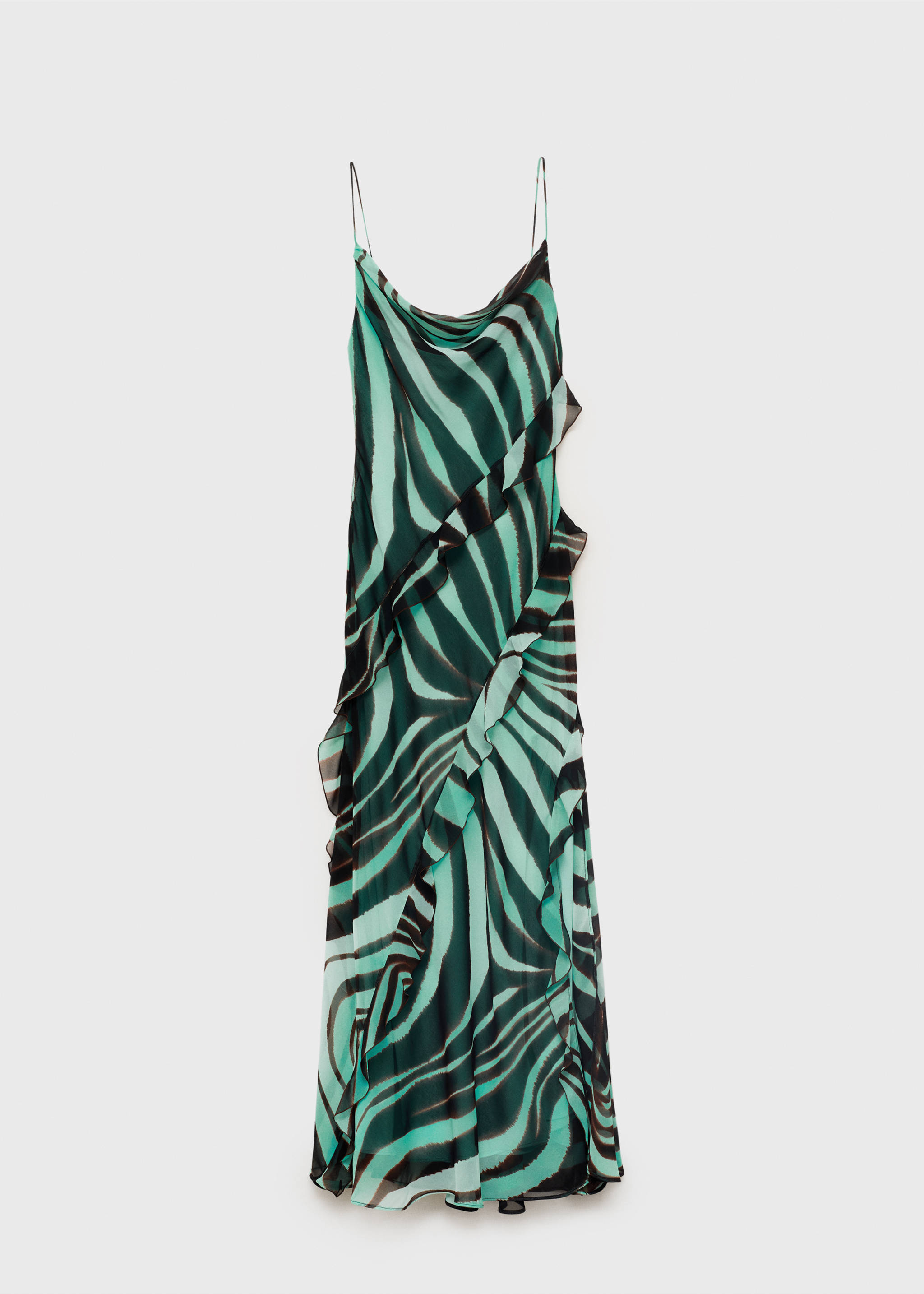 Vestido volantes estampado cebra - Artículo sin modelo, Turquesa. Ref: 87009088-00.