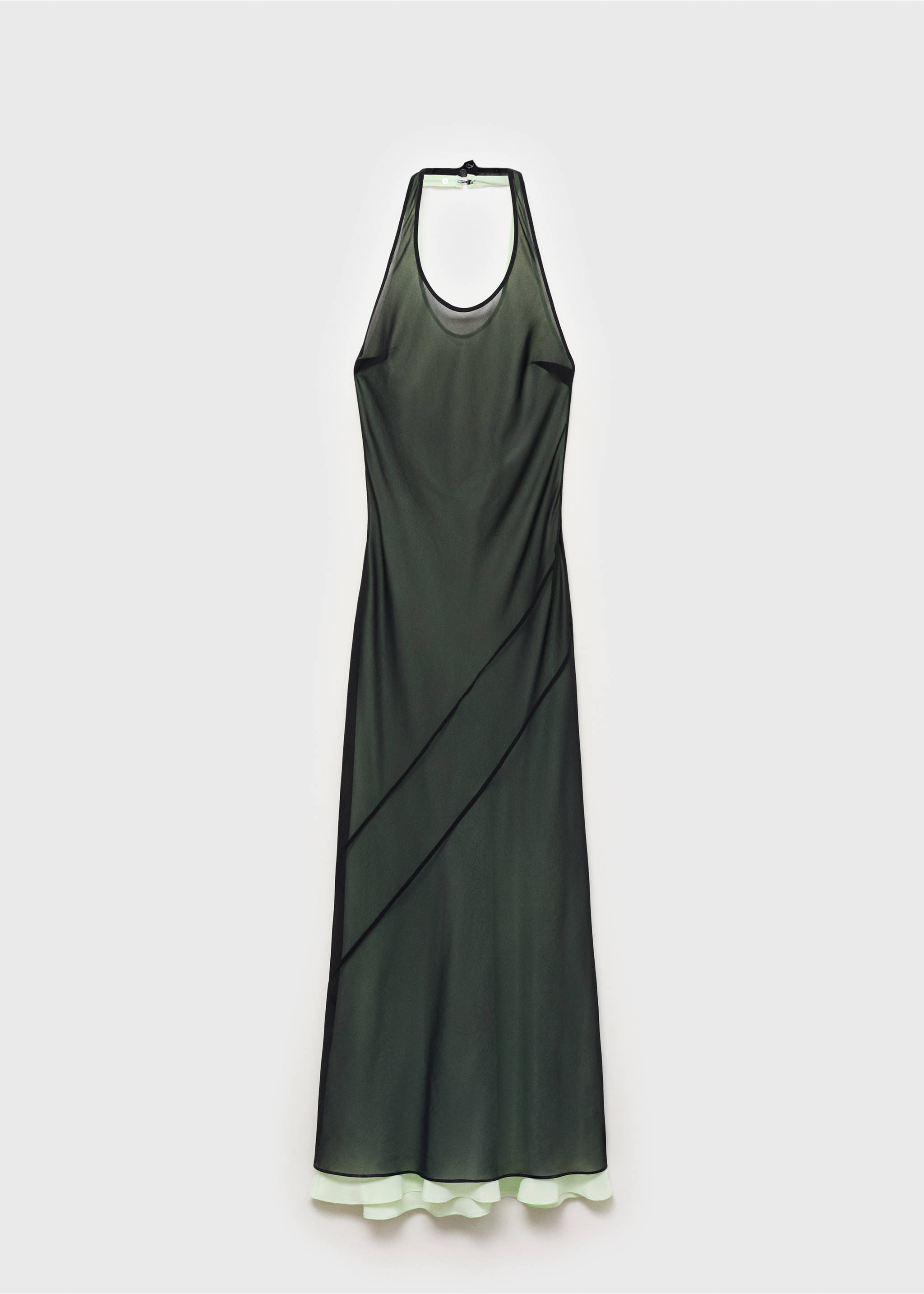 Semi-transparent combination dress - Article without model, Black. Ref: 87009090-00.
