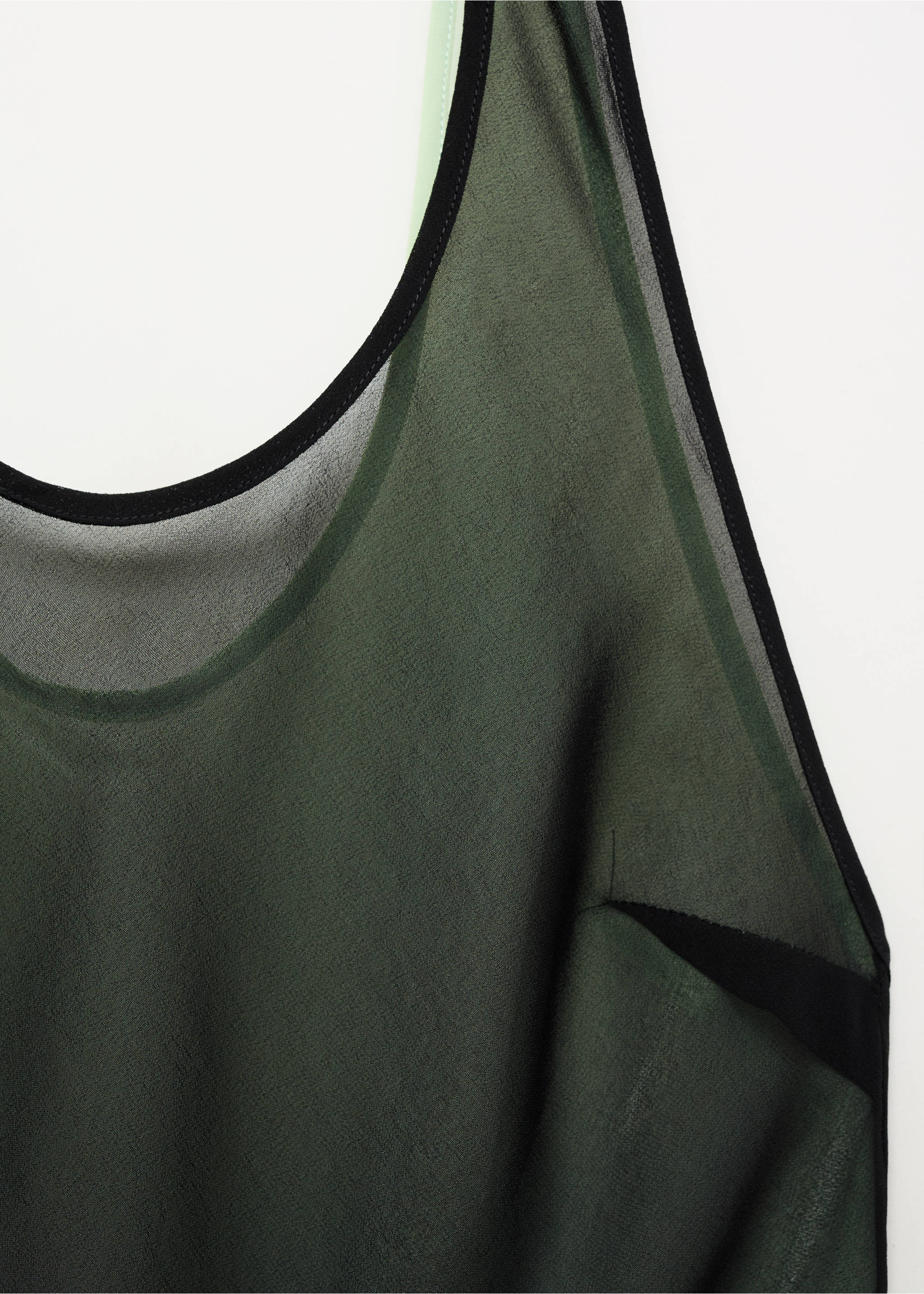 Semi-transparent combination dress - Details of the article 8, Black. Ref: 87009090-00.