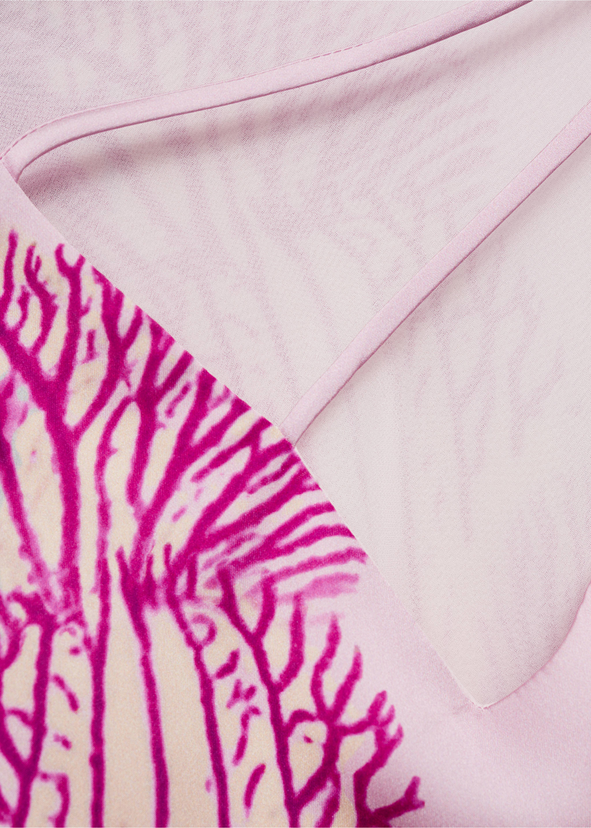 Satin scarf dress with maxi-flower print - Details of the article 0, Light/Pastel Purple. Ref: 87009092-00.
