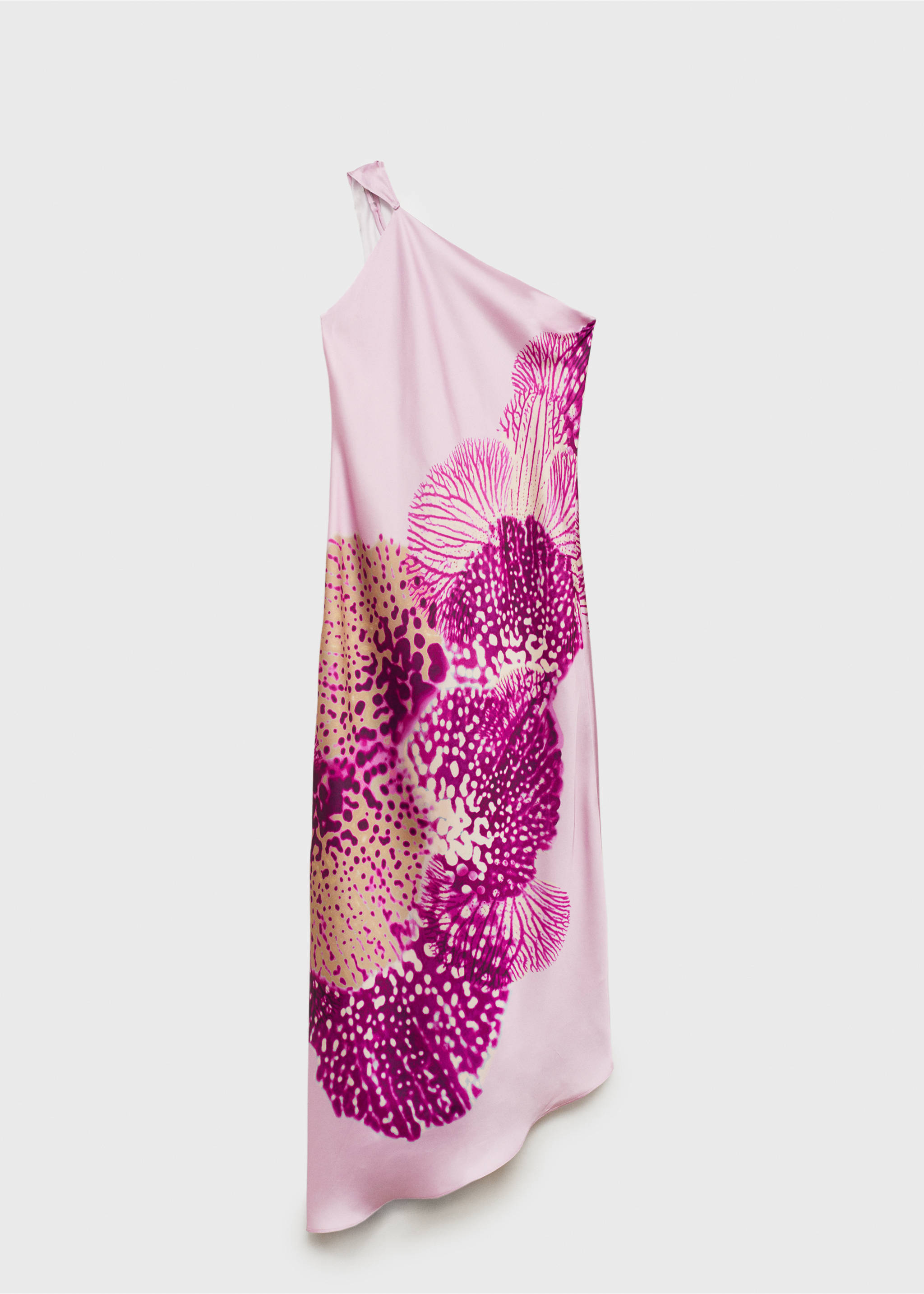Satin scarf dress with maxi-flower print - Article without model, Light/Pastel Purple. Ref: 87009092-00.