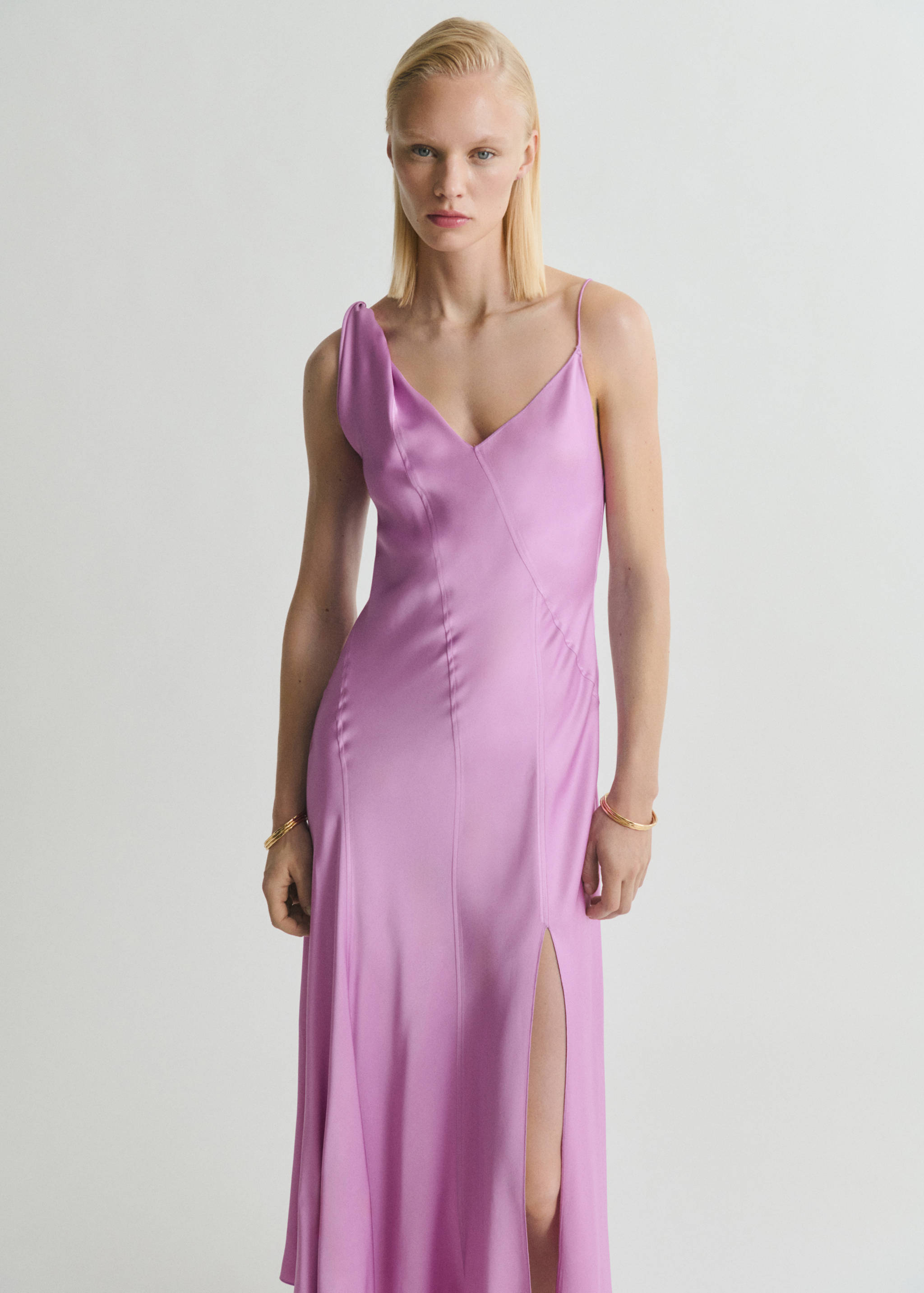 Asymmetrical satin dress - Medium plane