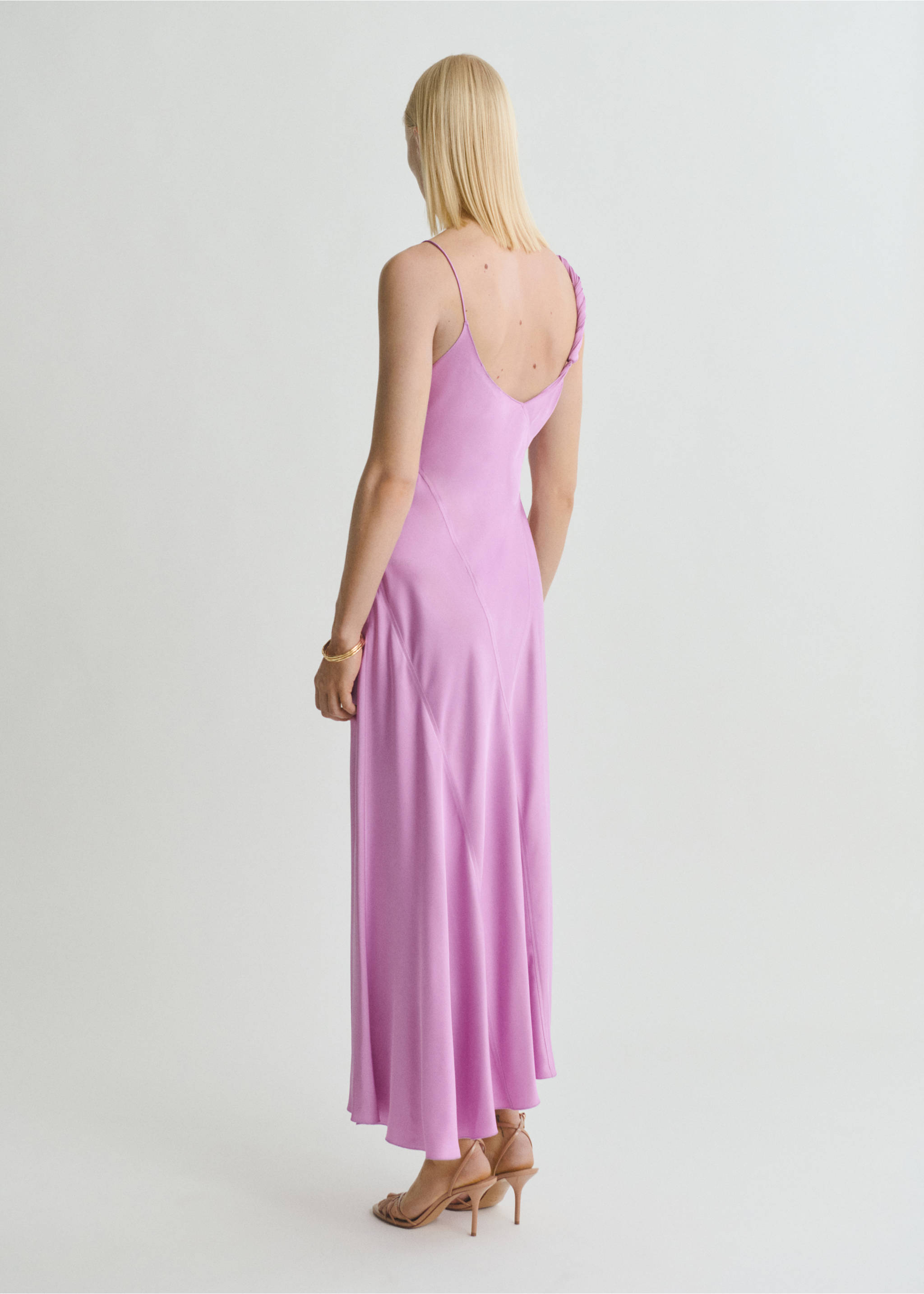 Asymmetrical satin dress - Reverse of the article, Light/Pastel Purple. Ref: 87009093-00.