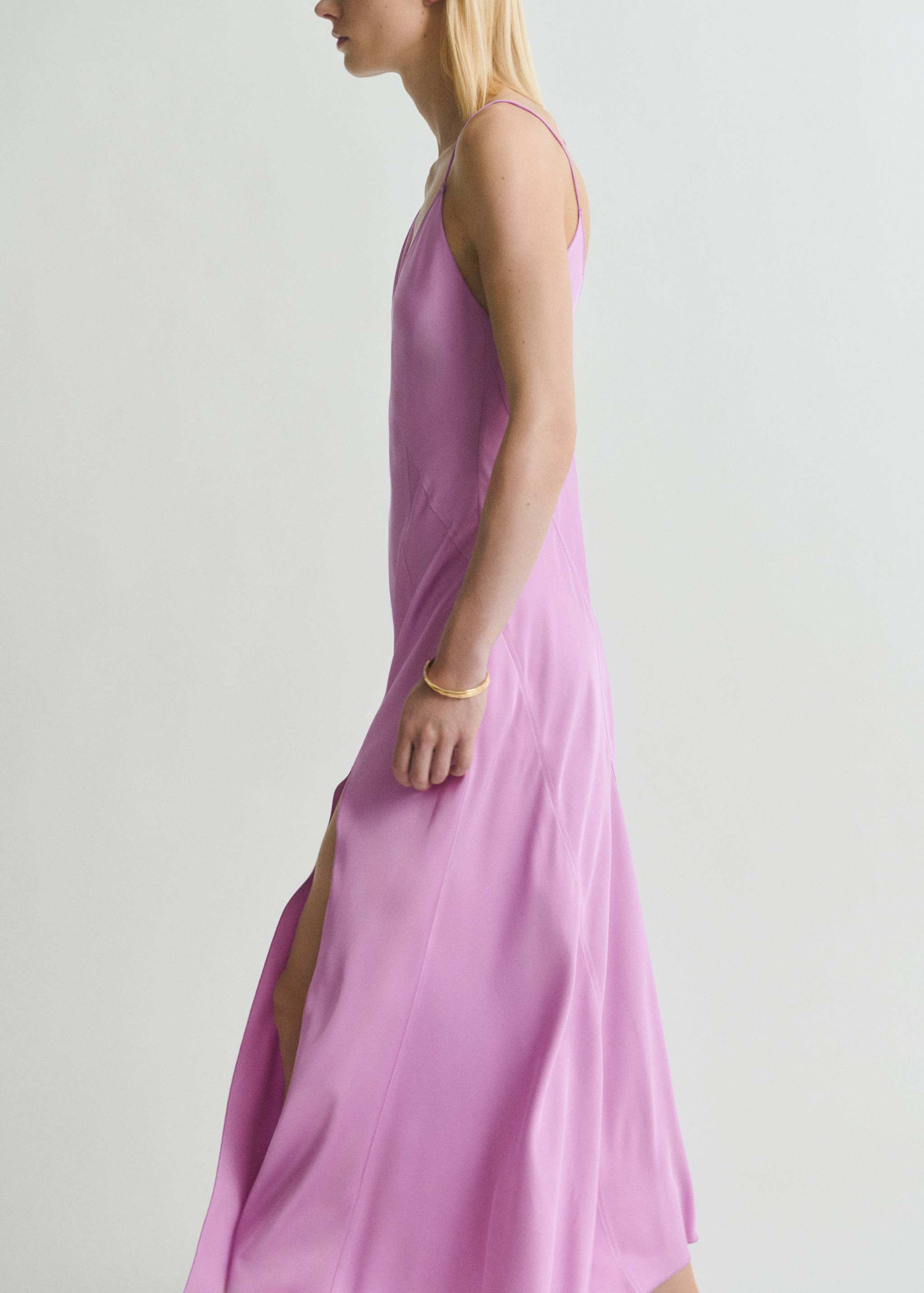 Asymmetrical satin dress - Women | MANGO OUTLET USA