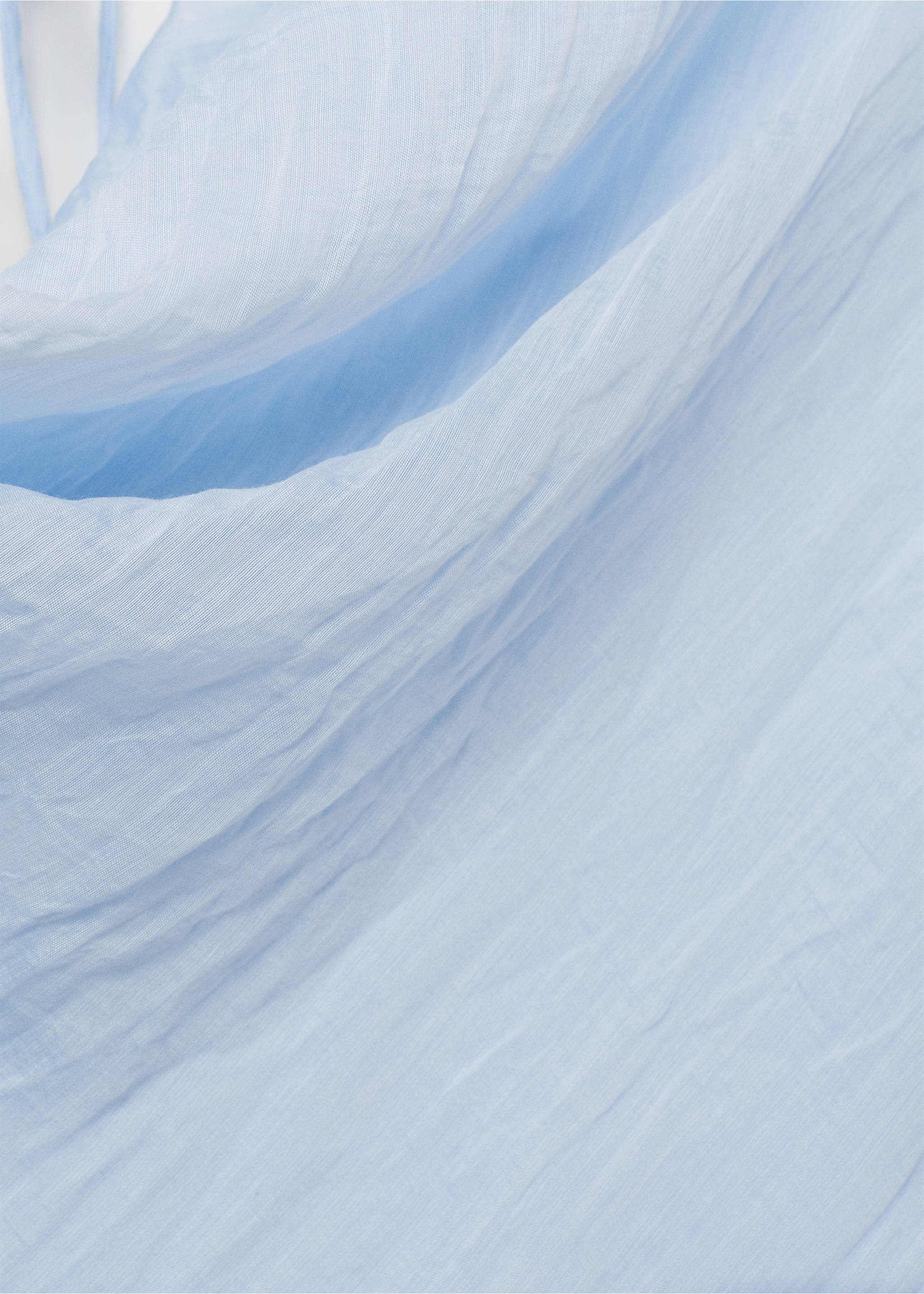 Midi-dress with draped neckline - Details of the article 8, Sky Blue. Ref: 87009094-00.