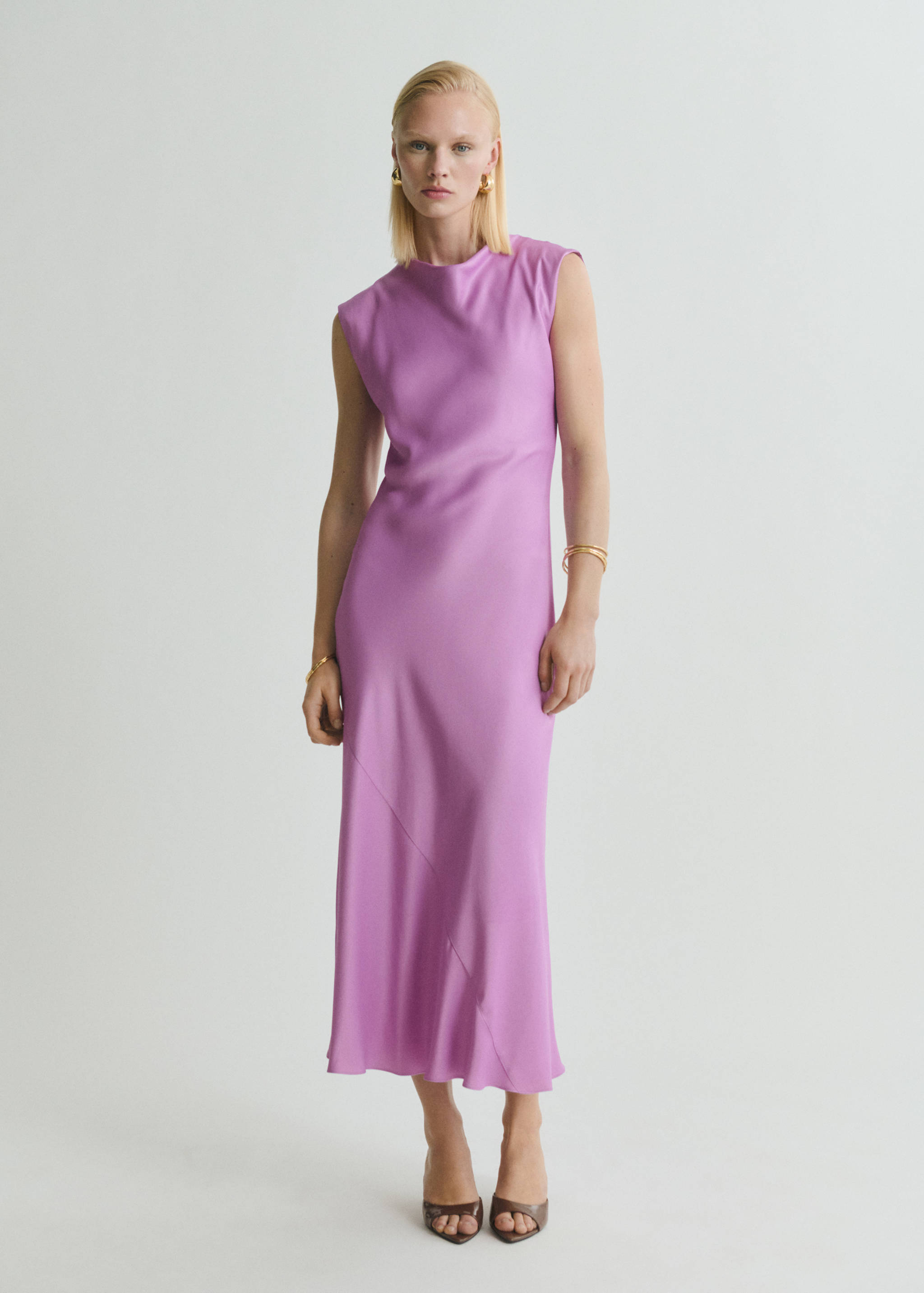 Satin midi dress - General plane