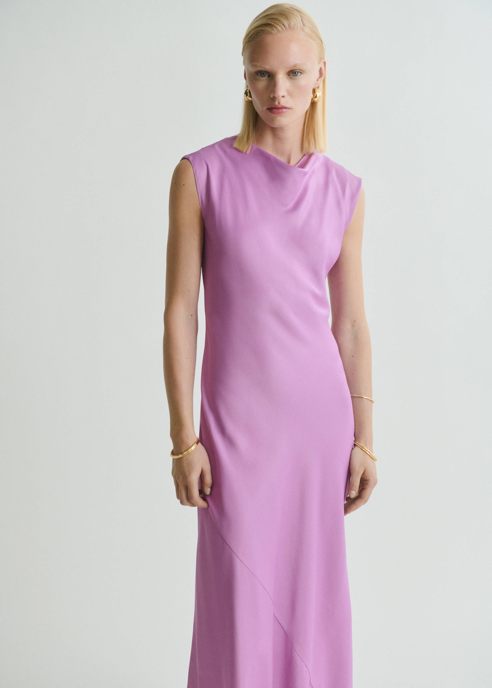 Satin midi dress - Medium plane