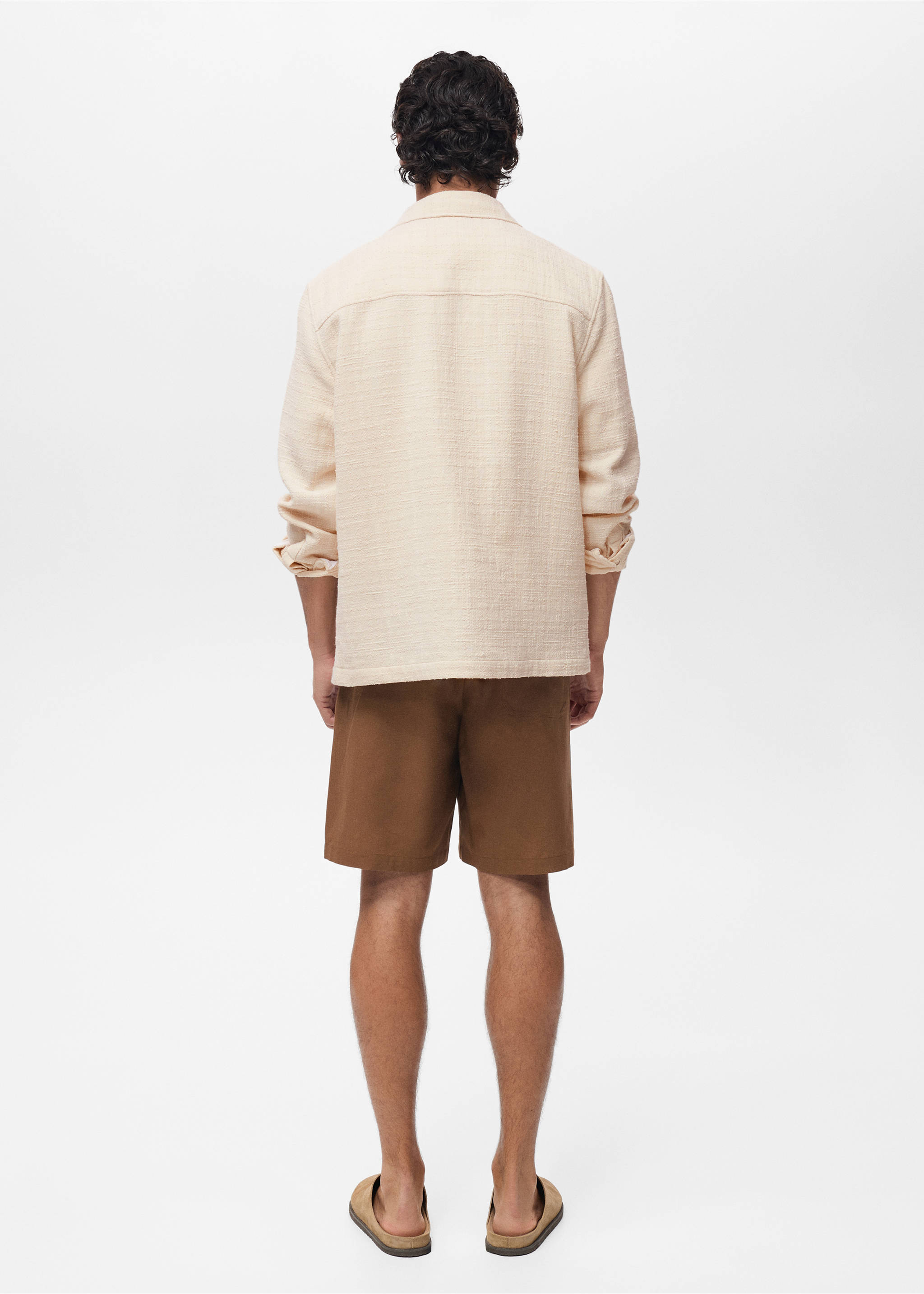Structured cotton overshirt - Reverse of the article, Ivory White. Ref: 87009209-00.